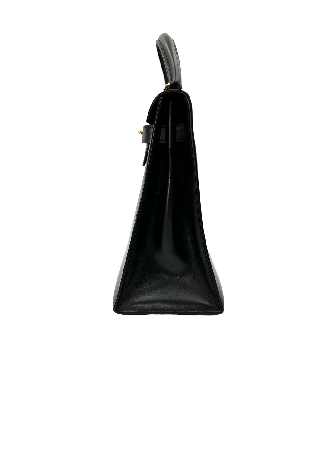 Hermes Kelly32 Black Leather Handle Bag With Gold Hardware HR134