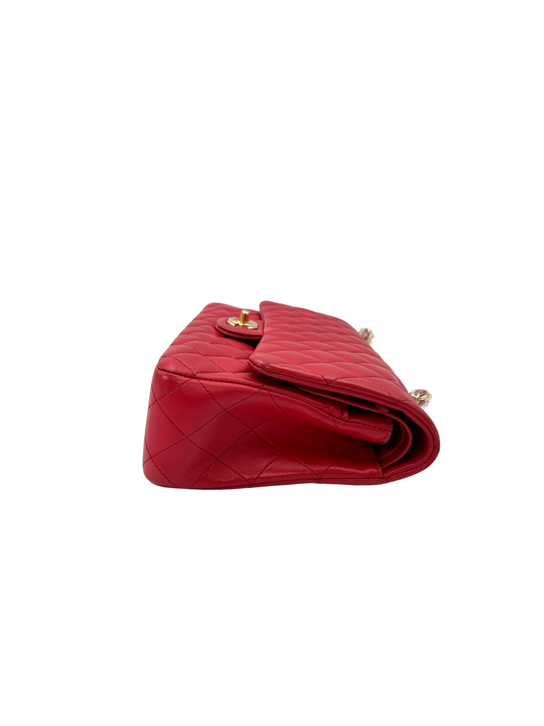 Chanel Classic Flap Red Quilted Lambskin Medium Size Shoulder Bag With Gold Buckle(21***72) CC2330