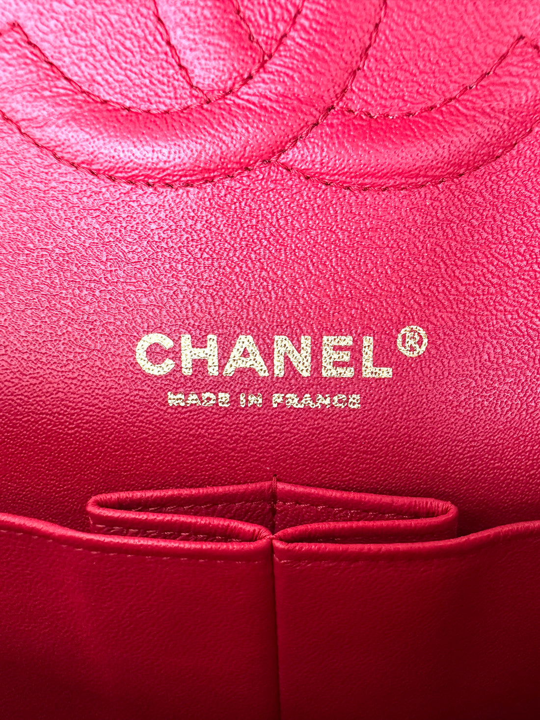 Chanel Classic Flap Red Quilted Lambskin Medium Size Shoulder Bag With Gold Buckle(21***72) CC2330