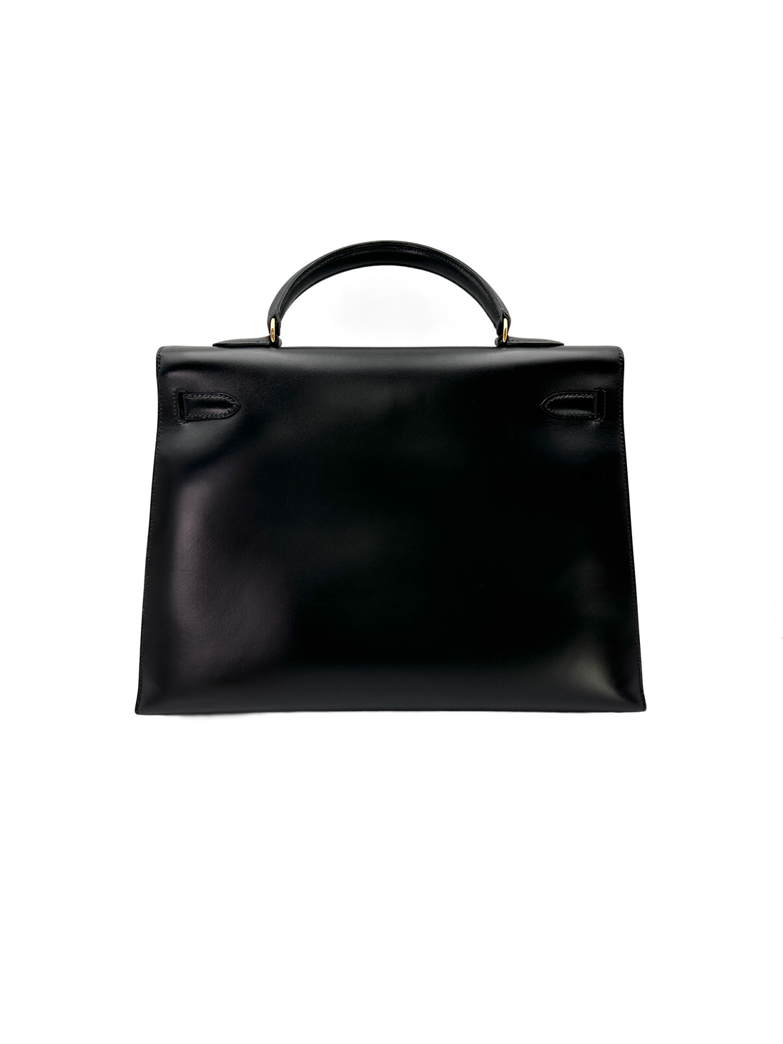 Hermes Kelly32 Black Leather Top Handle Bag With Gold Hardware HR133