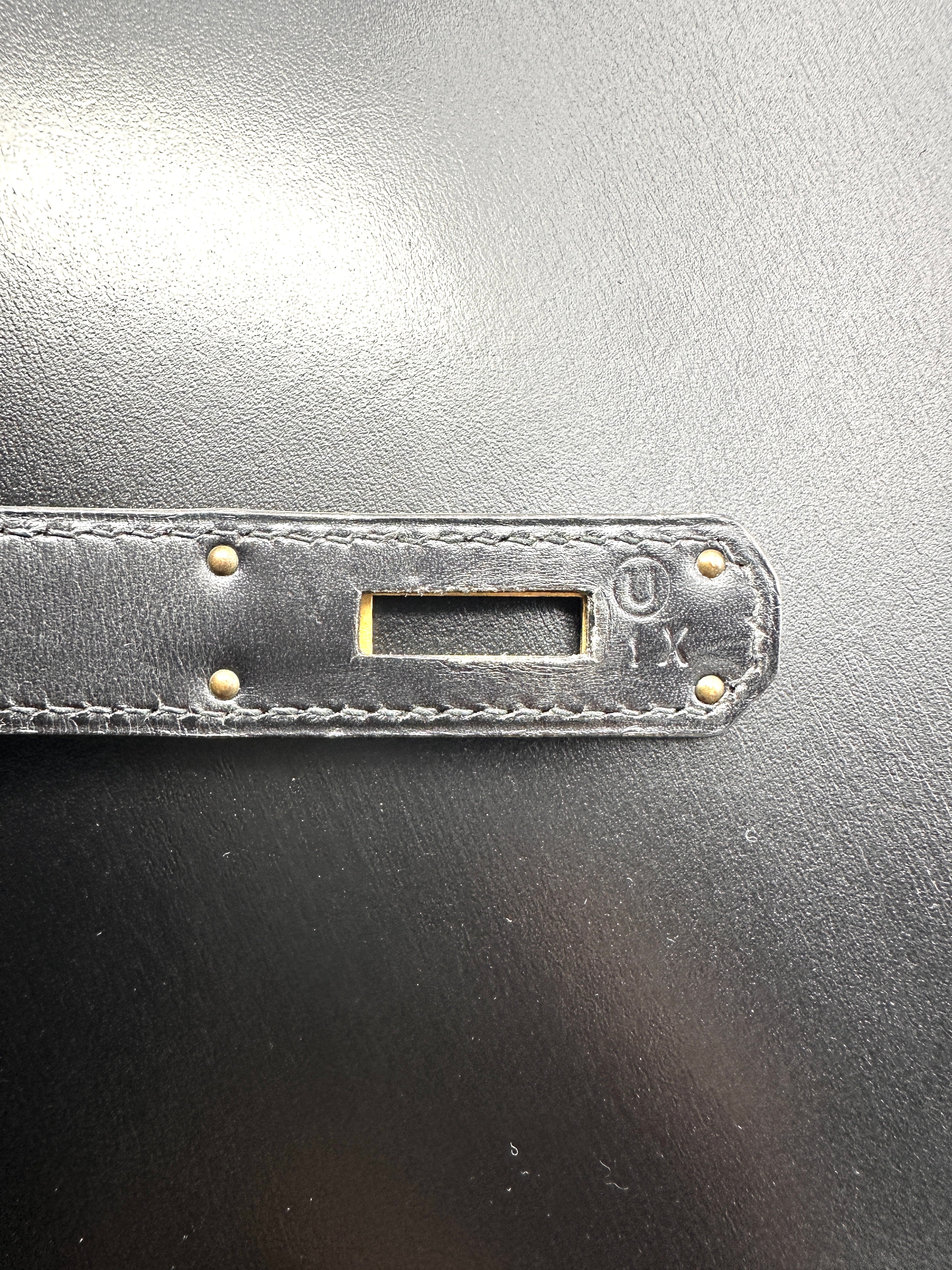 Hermes Kelly32 Black Leather Top Handle Bag With Gold Hardware HR133