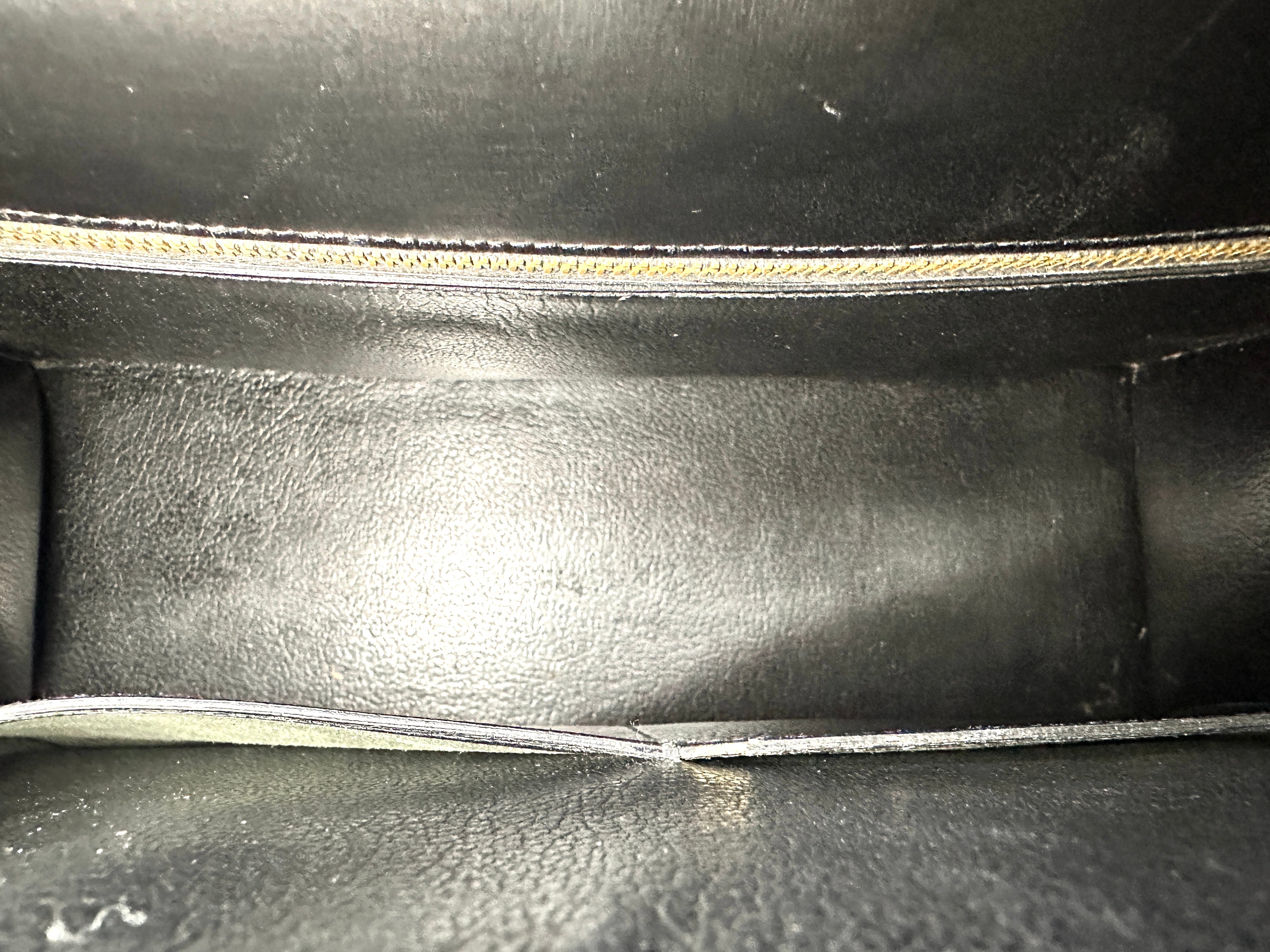 Hermes Kelly32 Black Leather Top Handle Bag With Gold Hardware HR133