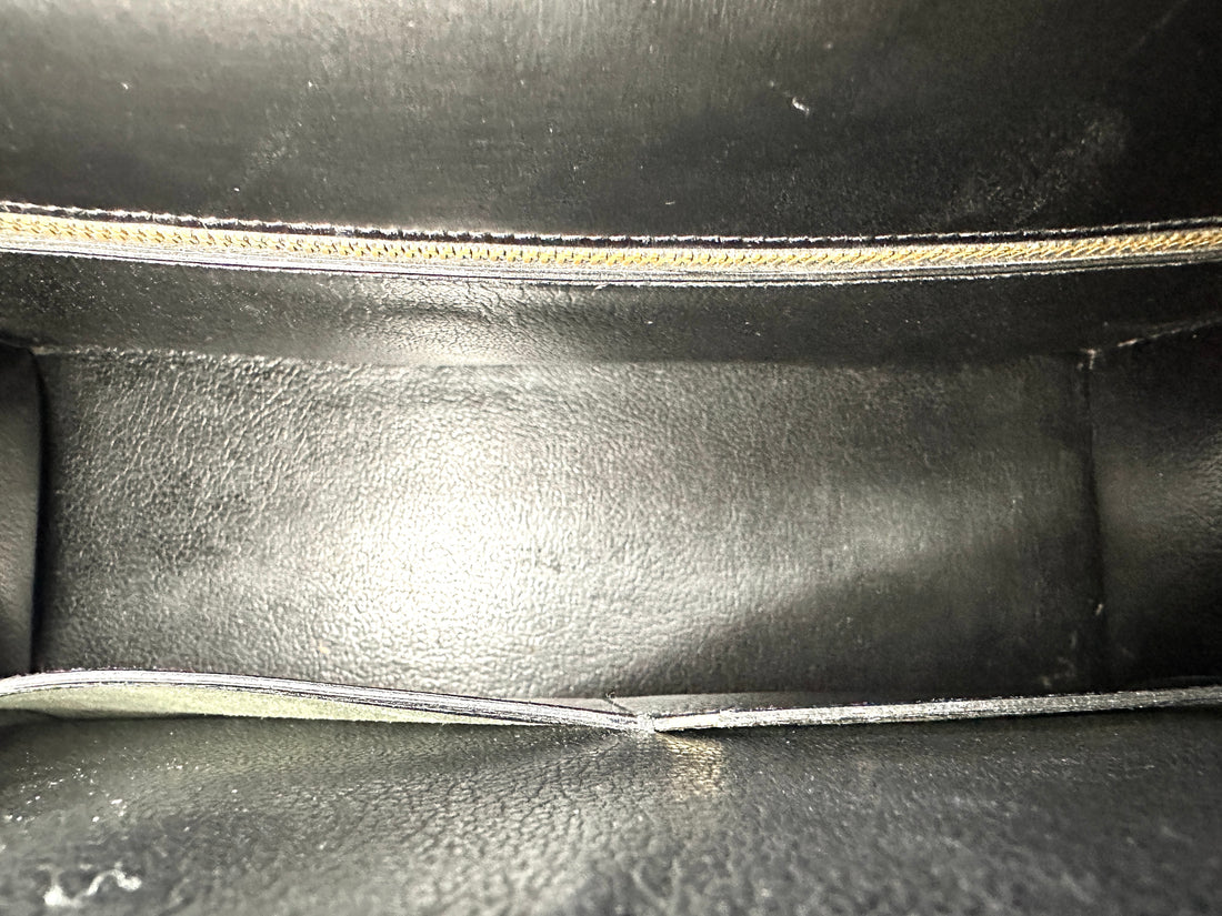 Hermes Kelly32 Black Leather Top Handle Bag With Gold Hardware HR133