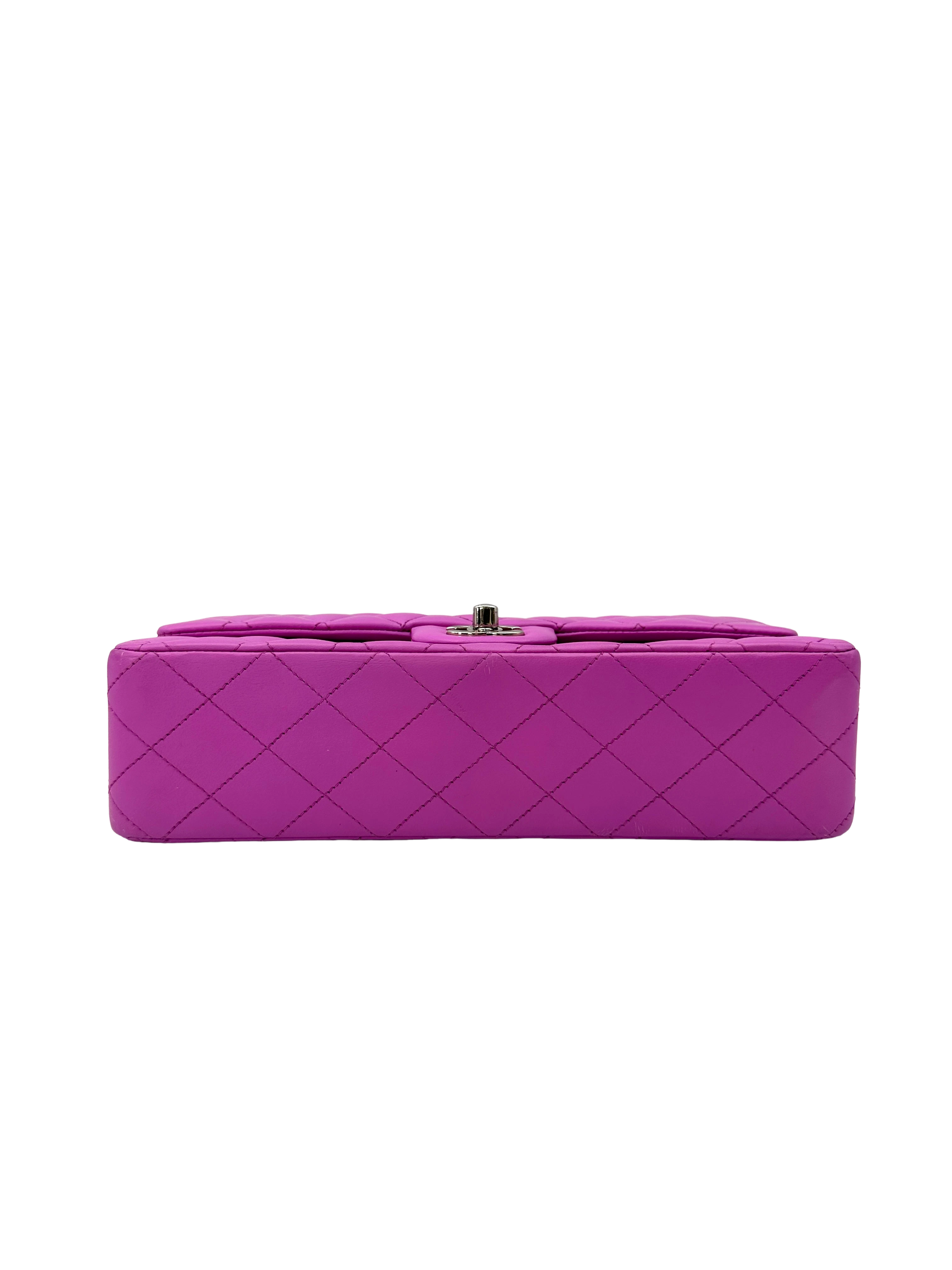 Chanel Classic Flap Purple Quilted Leather Shoulder Bag With Silver Buckle(14***32) CC2331