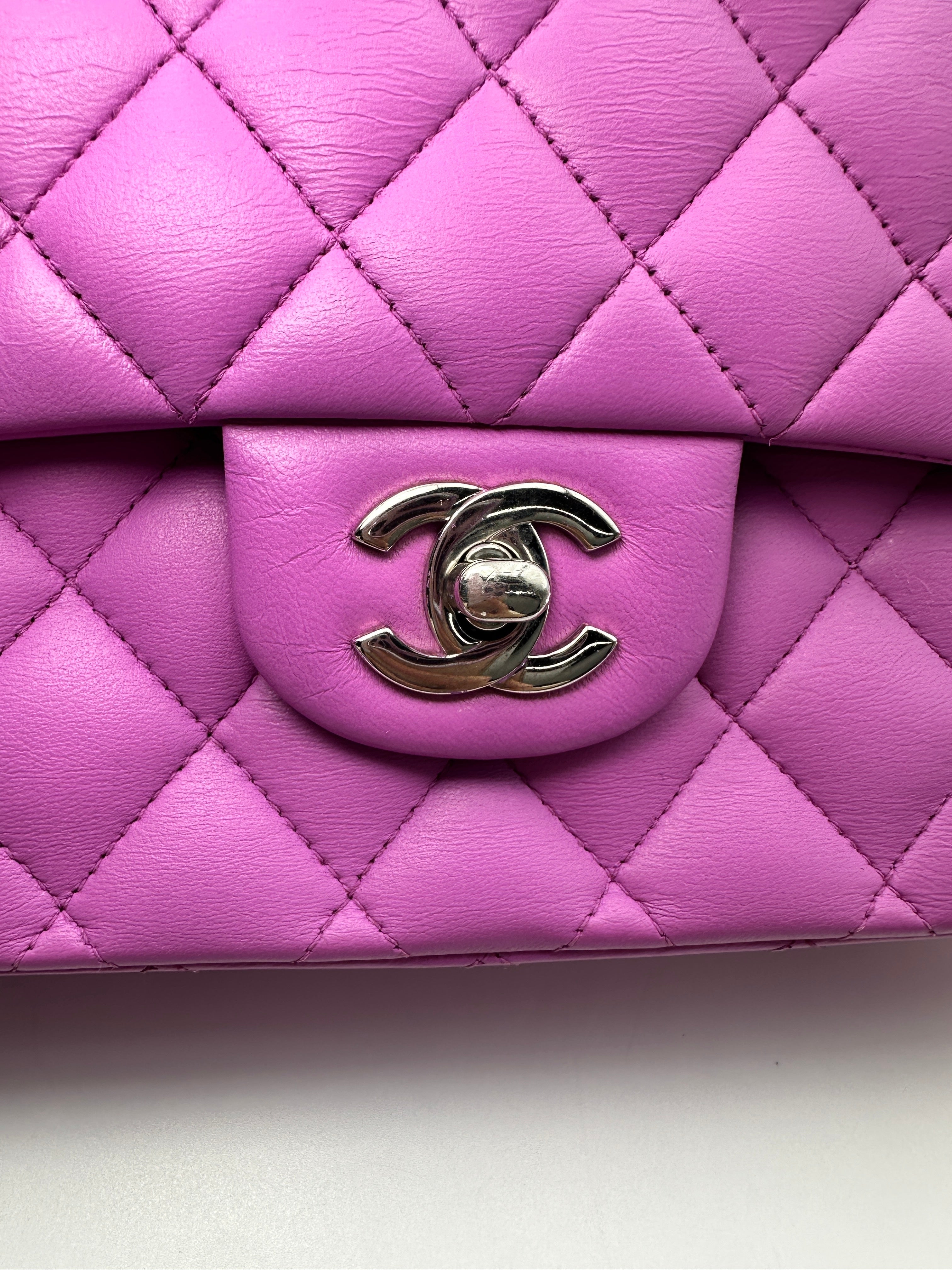 Chanel Classic Flap Purple Quilted Leather Shoulder Bag With Silver Buckle(14***32) CC2331