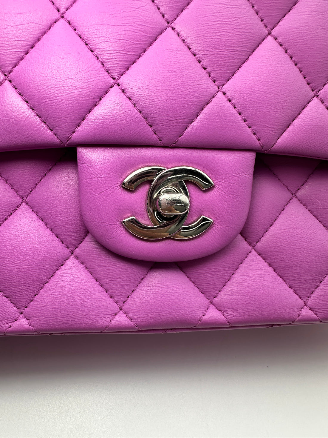 Chanel Classic Flap Purple Quilted Leather Shoulder Bag With Silver Buckle(14***32) CC2331