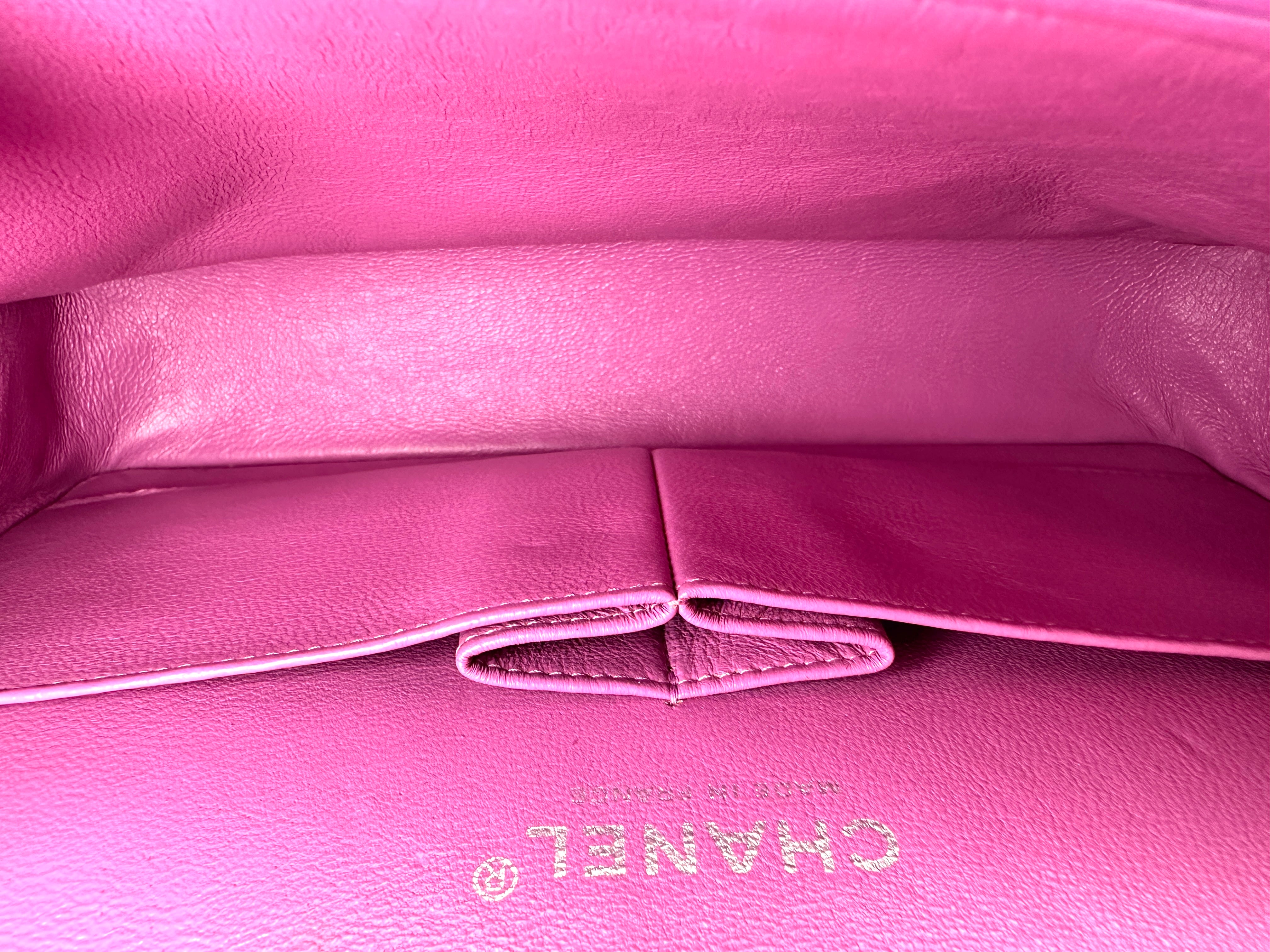 Chanel Classic Flap Purple Quilted Leather Shoulder Bag With Silver Buckle(14***32) CC2331