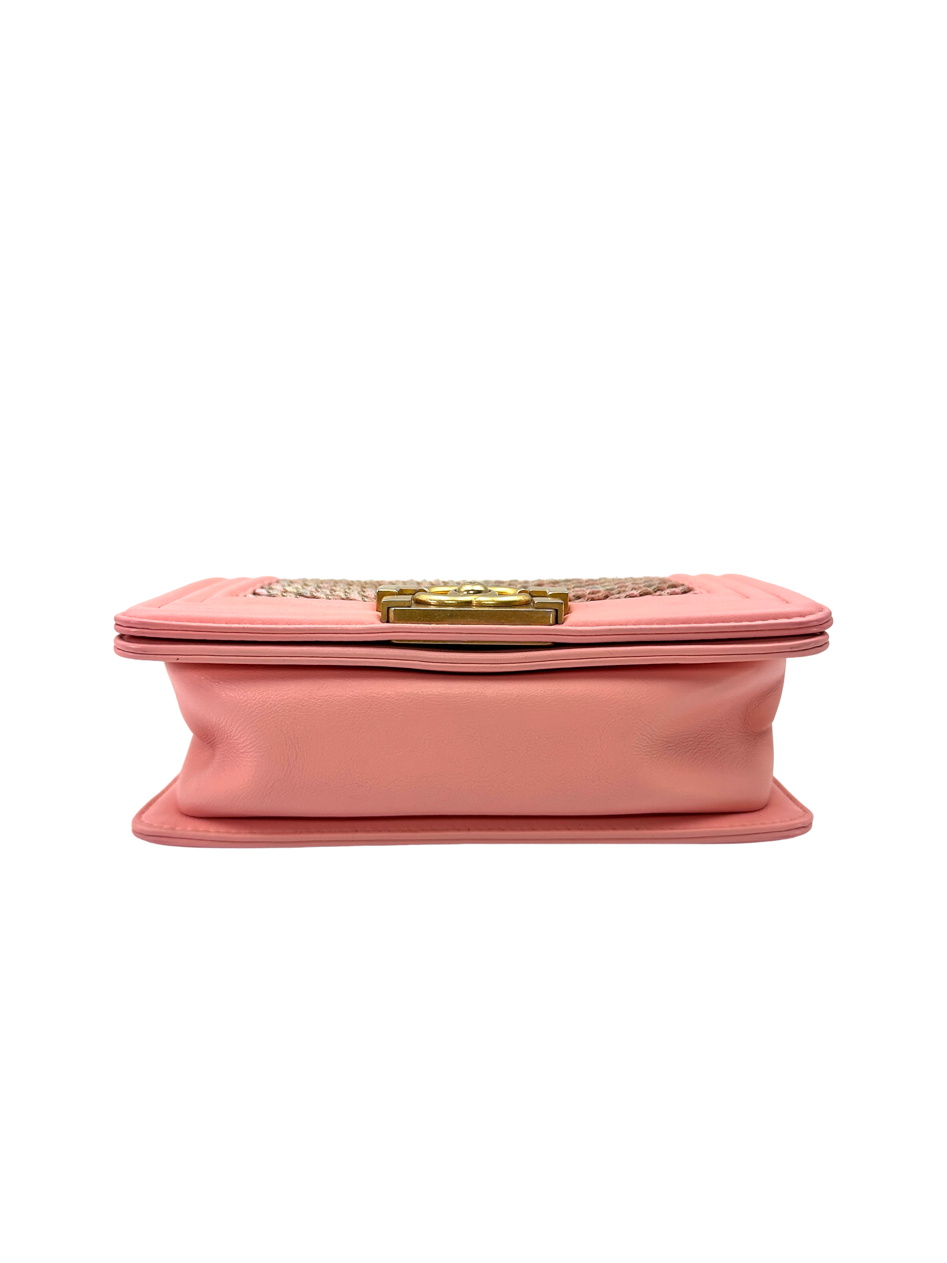 Chanel LeBoy Pink Chevron Quilted Leather Flap Bag With Gold Buckle(27***99) CC2332