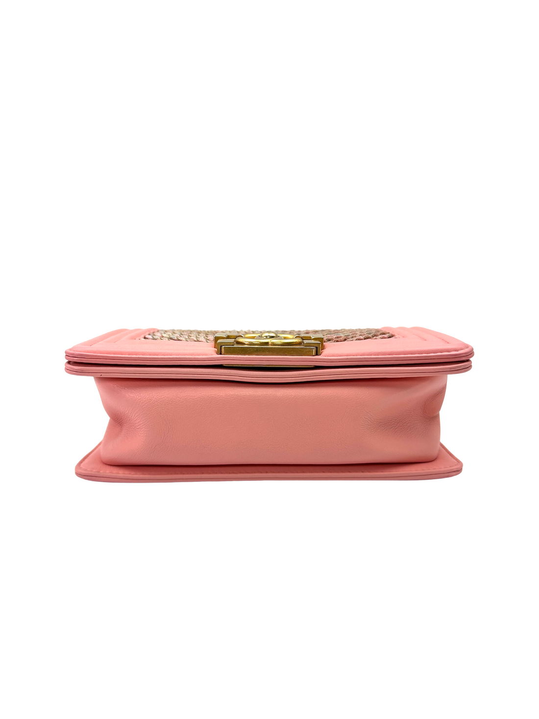 Chanel LeBoy Pink Chevron Quilted Leather Flap Bag With Gold Buckle(27***99) CC2332