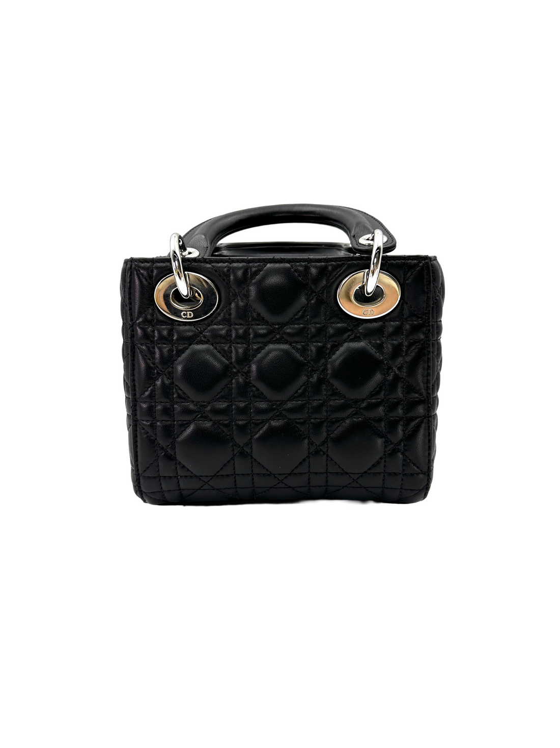 Christian Dior Lady Dior Black Cannage Lambskin Handle Bag DR838