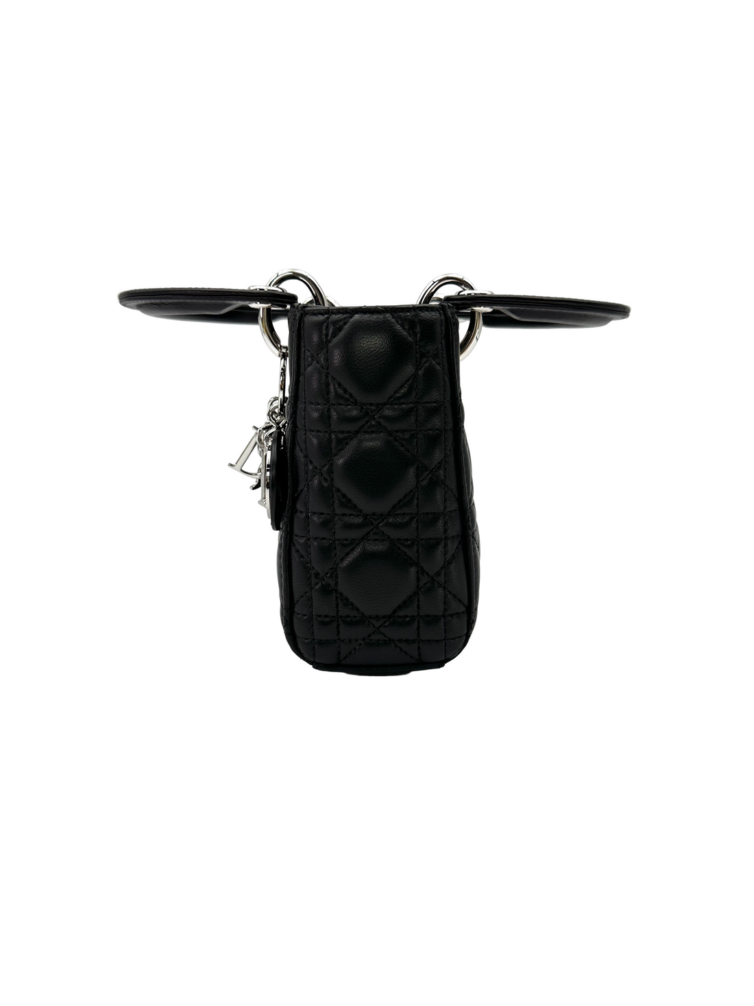 Christian Dior Lady Dior Black Cannage Lambskin Handle Bag DR838