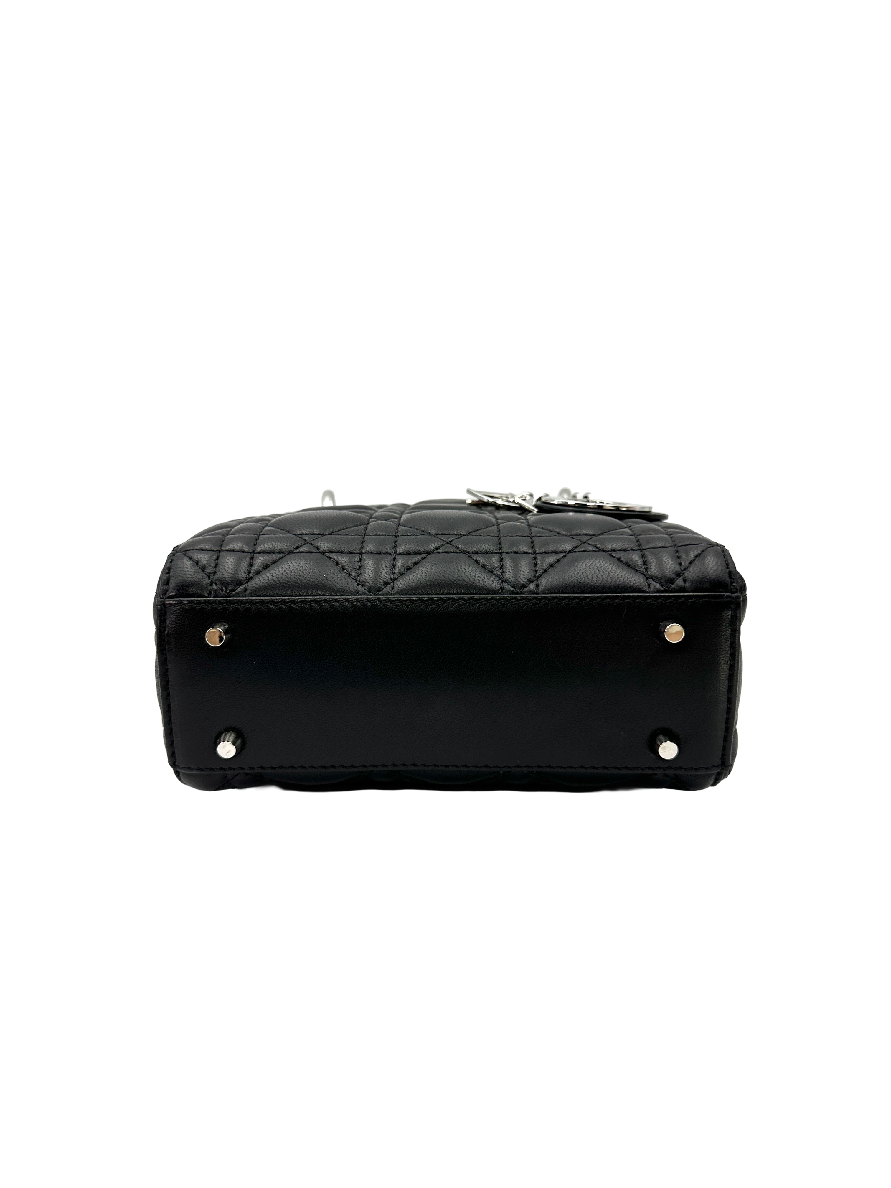 Christian Dior Lady Dior Black Cannage Lambskin Handle Bag DR838