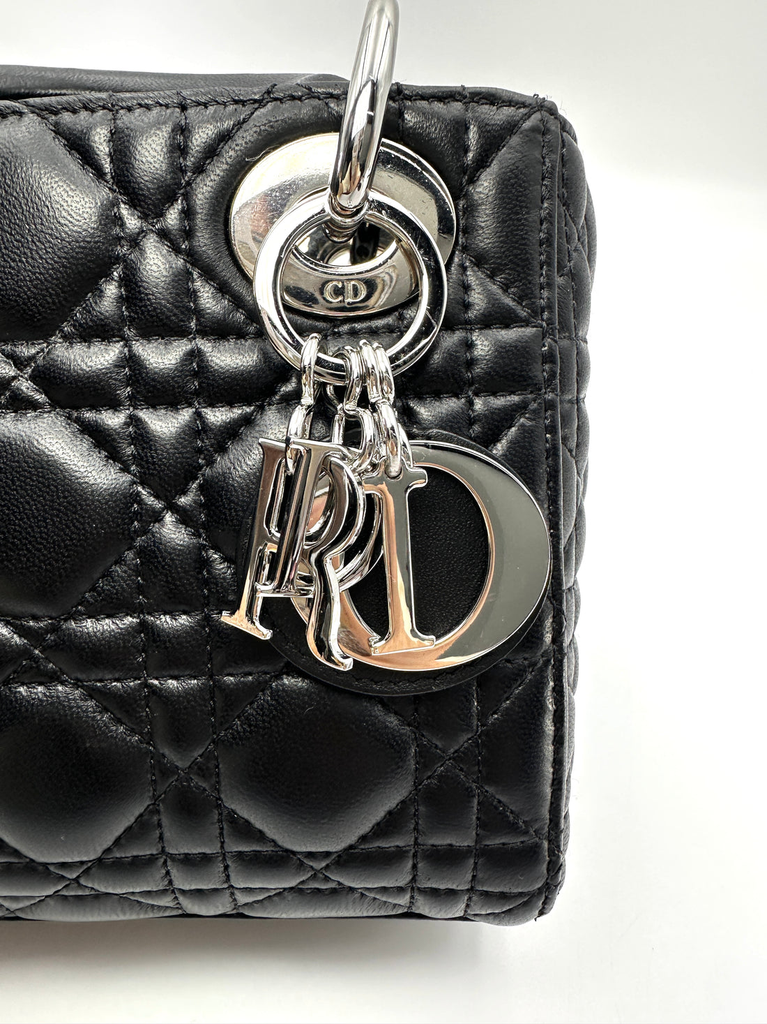Christian Dior Lady Dior Black Cannage Lambskin Handle Bag DR838