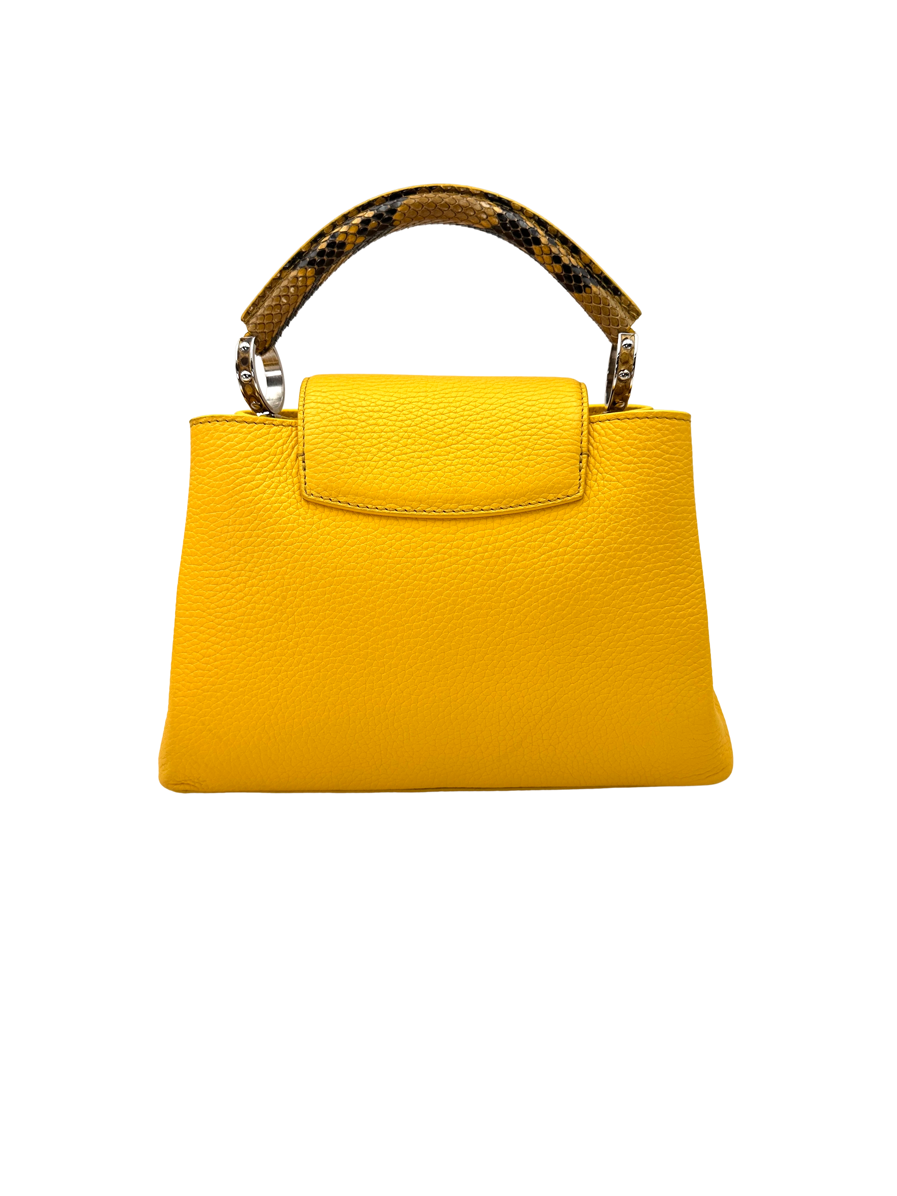 Louis Vuitton Capucines Yellow Taurillon Leather Python Handle Bag LV3155