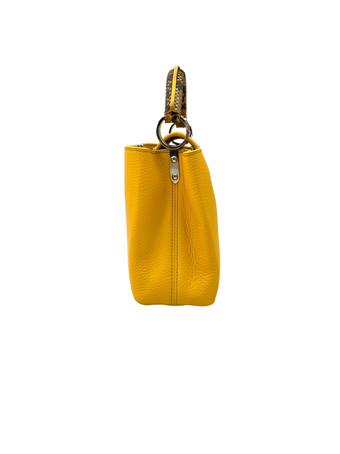 Louis Vuitton Capucines Yellow Taurillon Leather Python Handle Bag LV3155