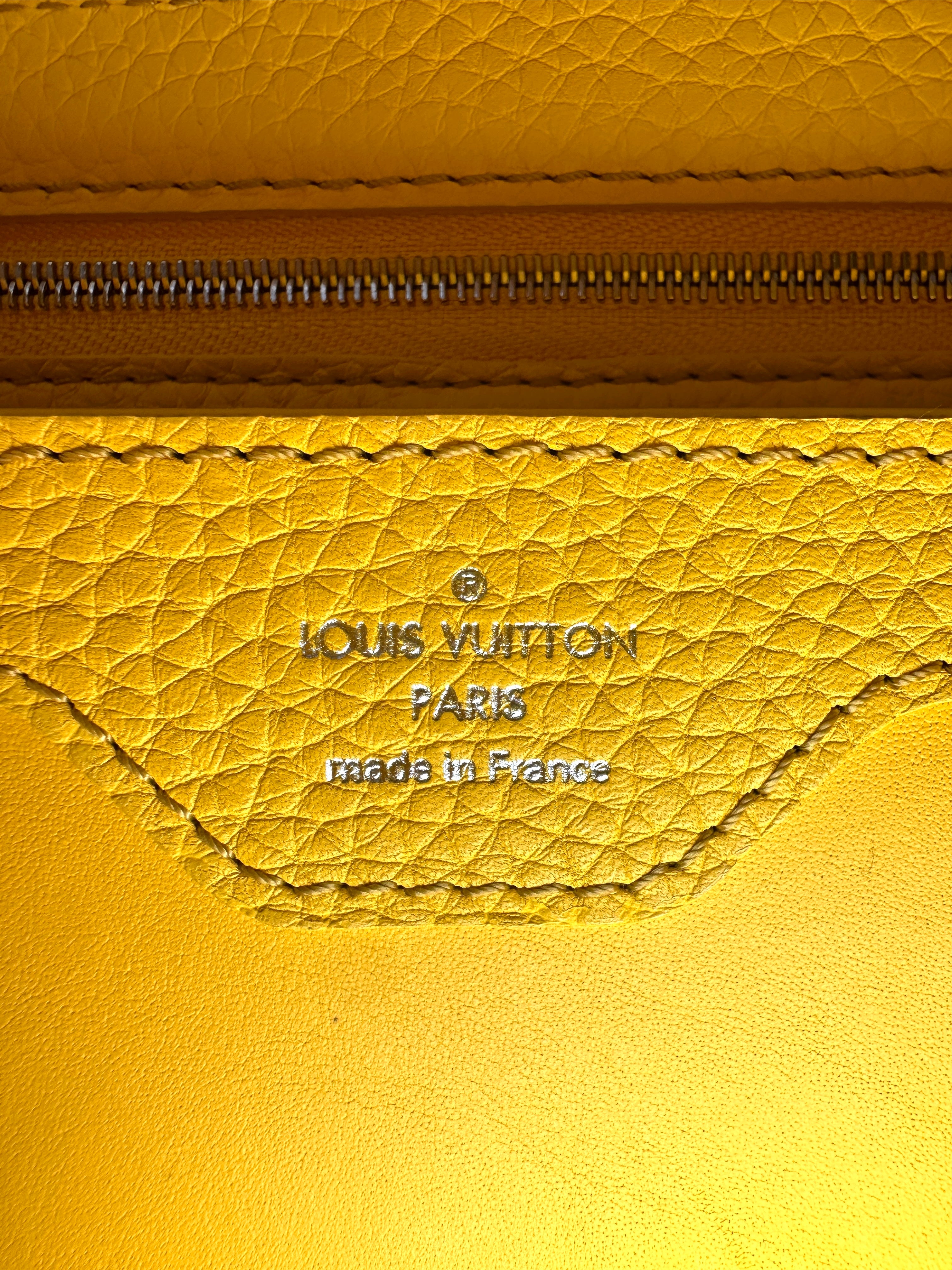 Louis Vuitton Capucines Yellow Taurillon Leather Python Handle Bag LV3155