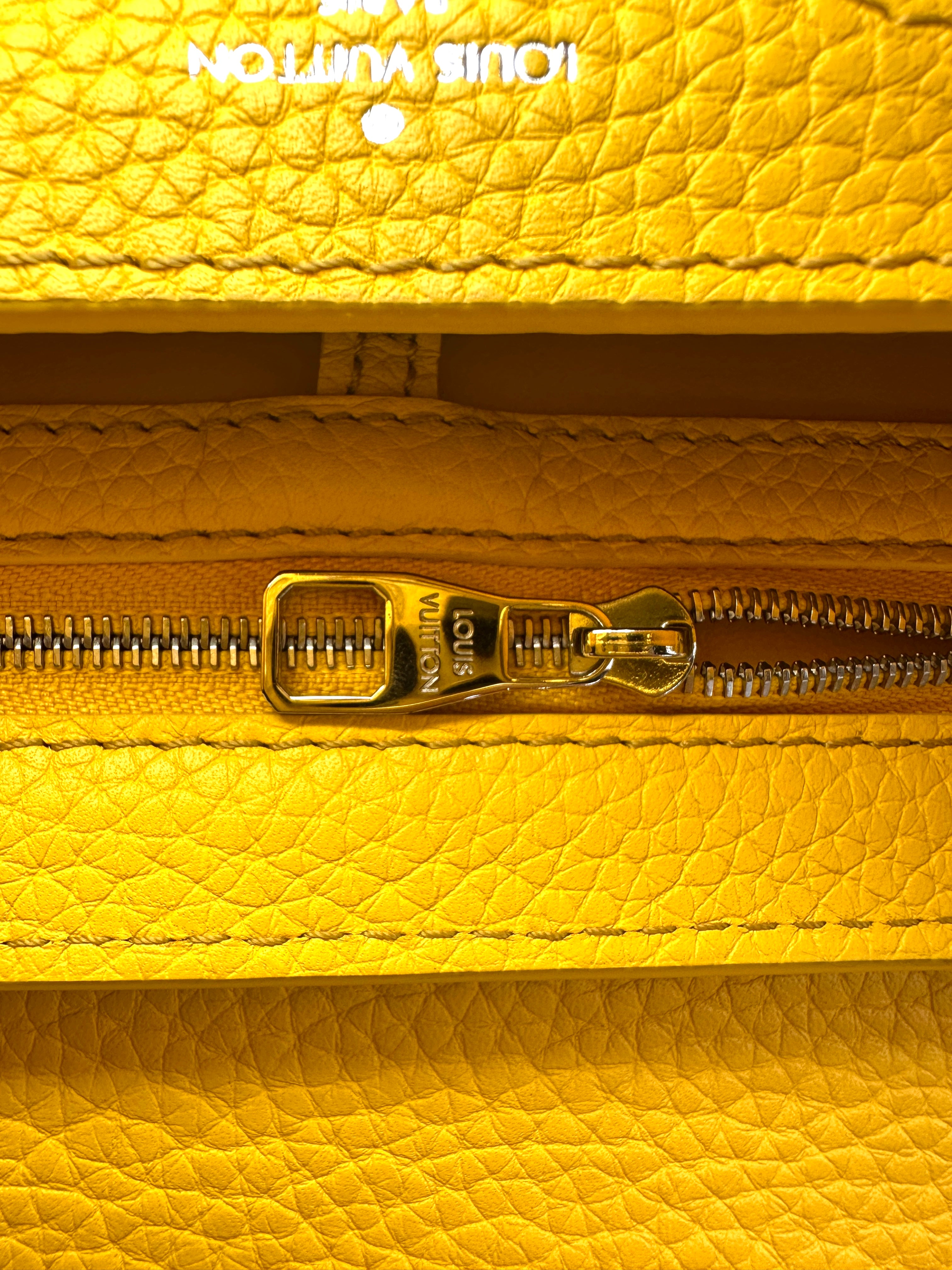 Louis Vuitton Capucines Yellow Taurillon Leather Python Handle Bag LV3155