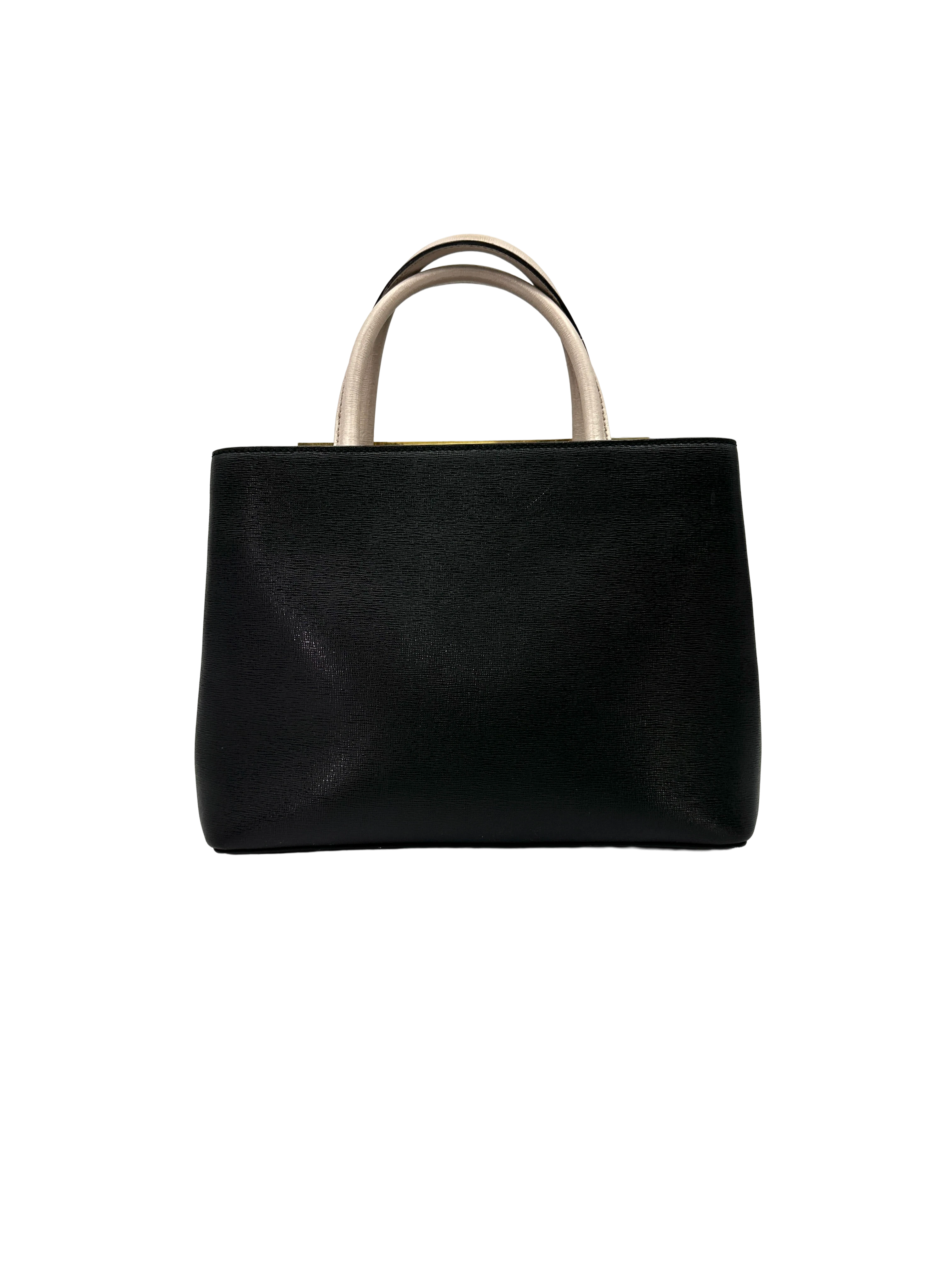 Fendi Petite 2Jours Monster Eyes Black Leather Handle Bag FF129