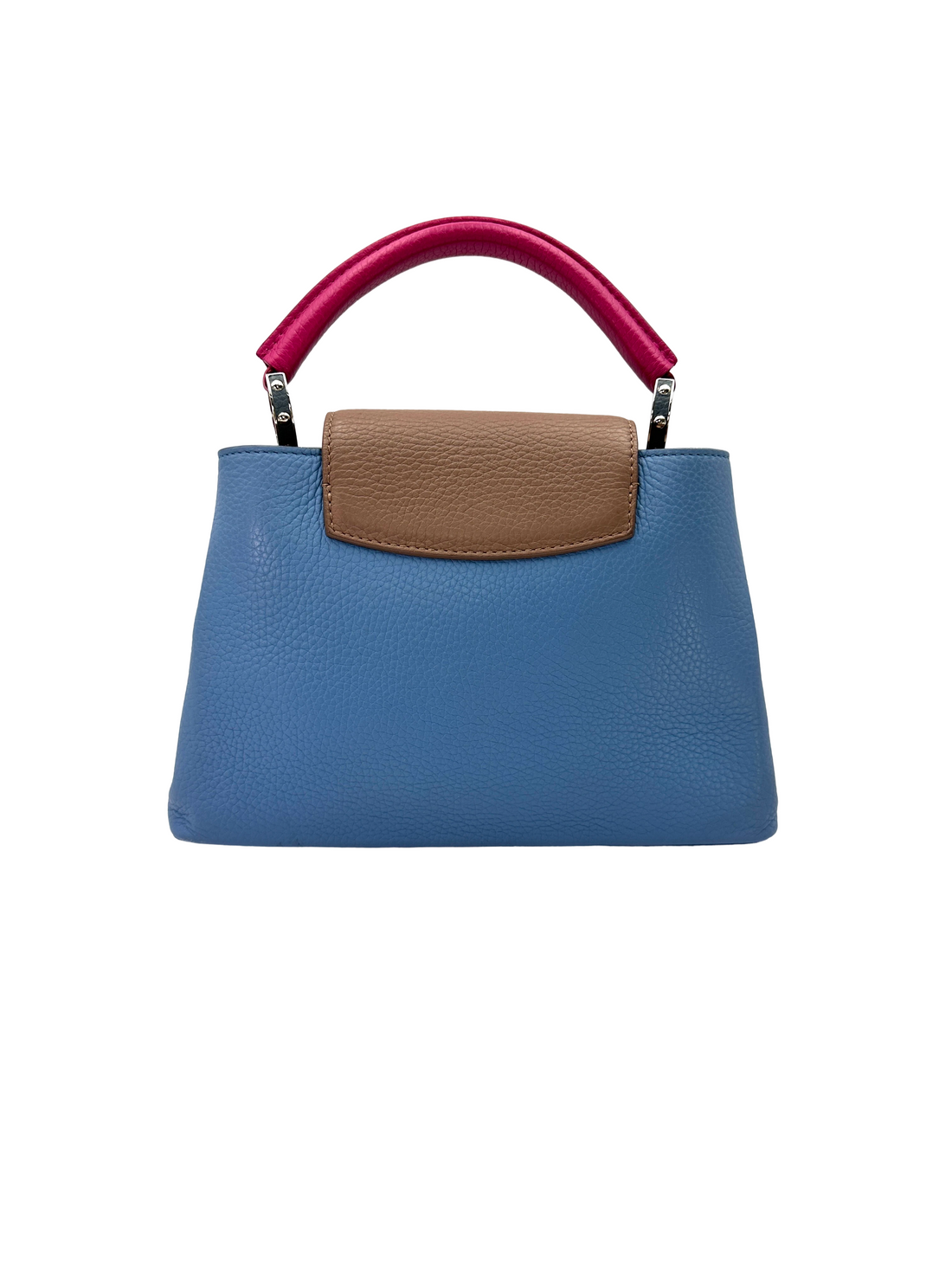 Louis Vuitton Capucines BB Blue Taurillon Leather Pink Handle Bag LV3154