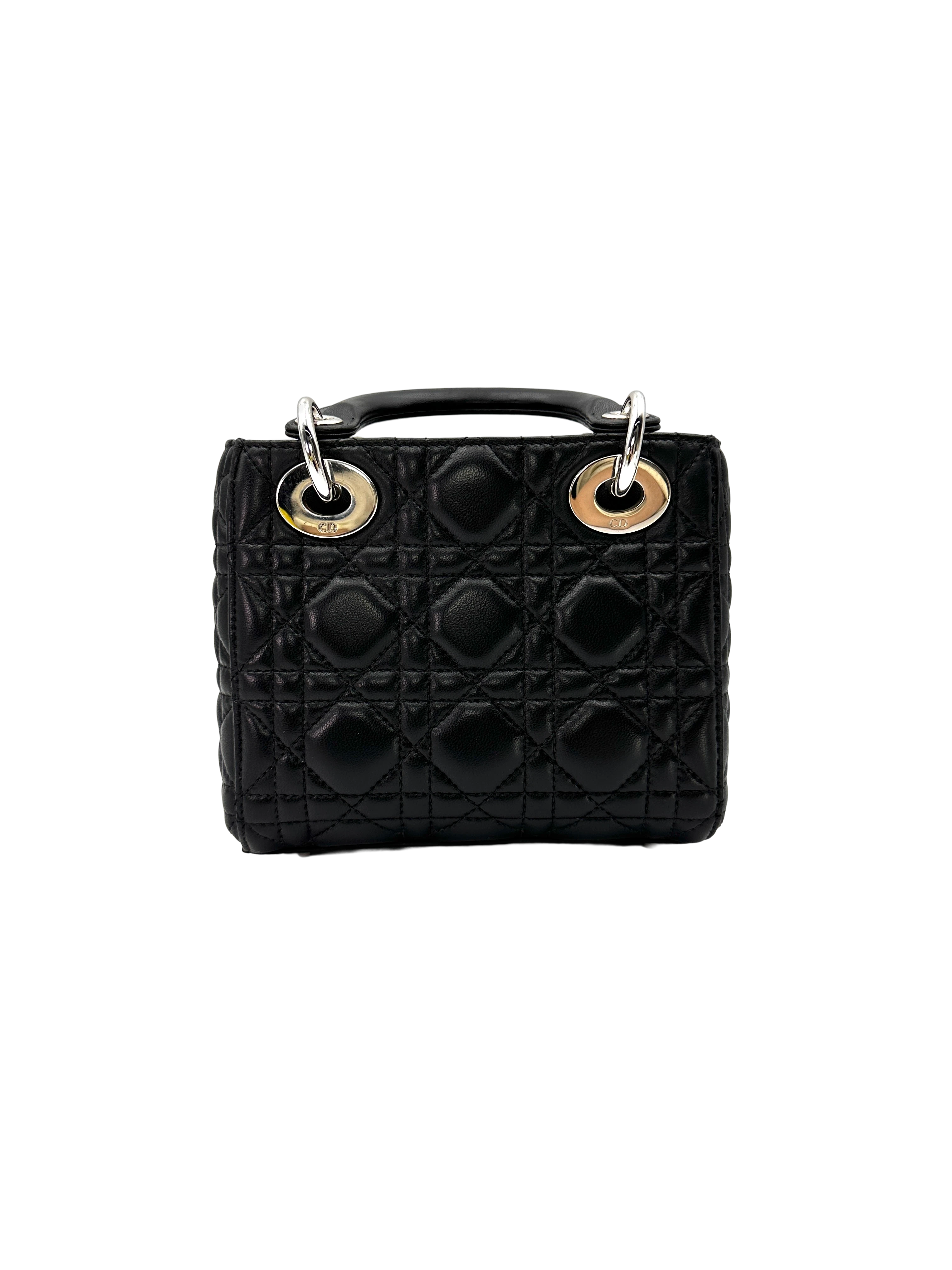 Christian Dior Lady Dior Black Cannage Lambskin Handle Bag CC2333