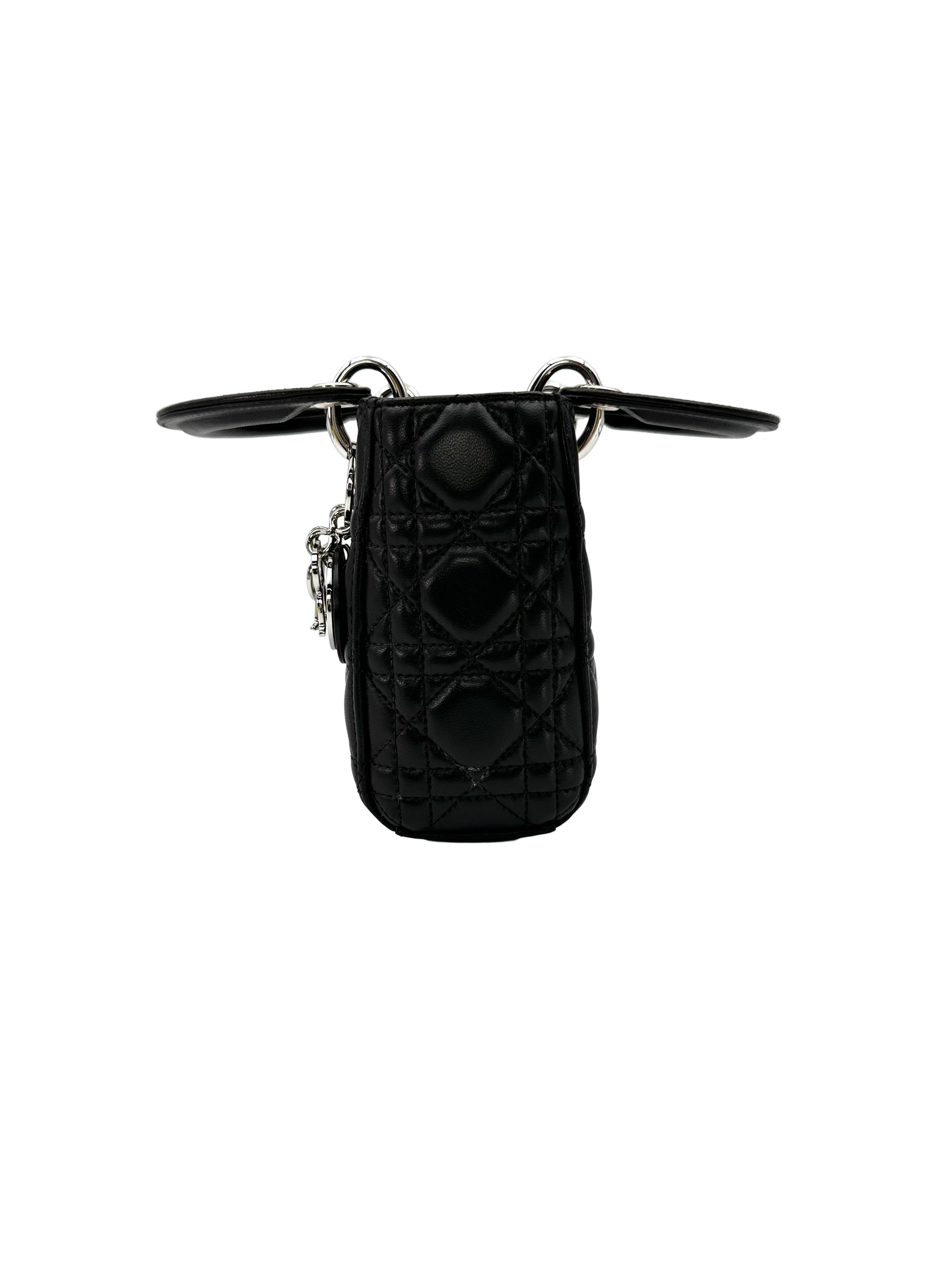 Christian Dior Lady Dior Black Cannage Lambskin Handle Bag CC2333