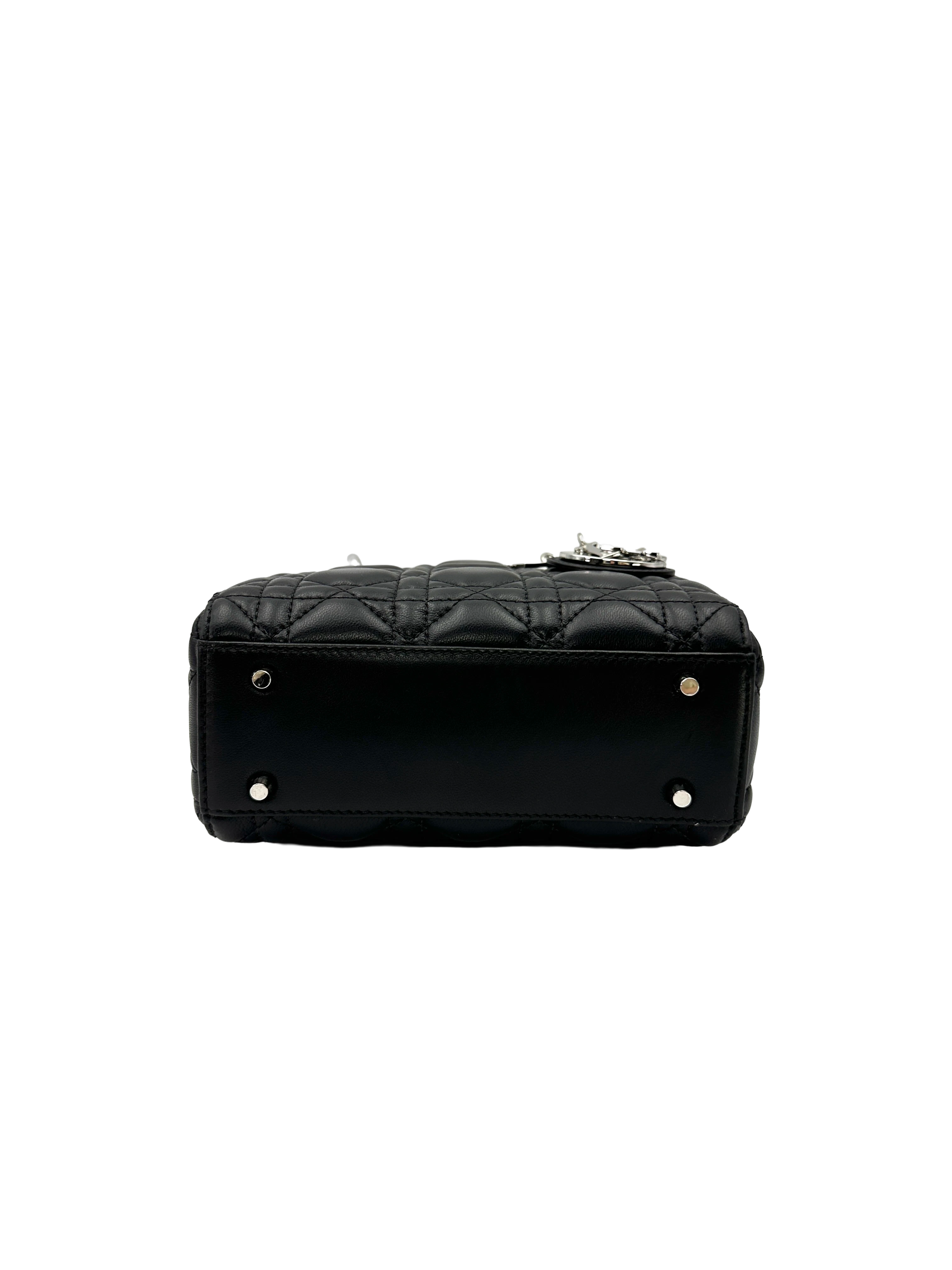 Christian Dior Lady Dior Black Cannage Lambskin Handle Bag CC2333