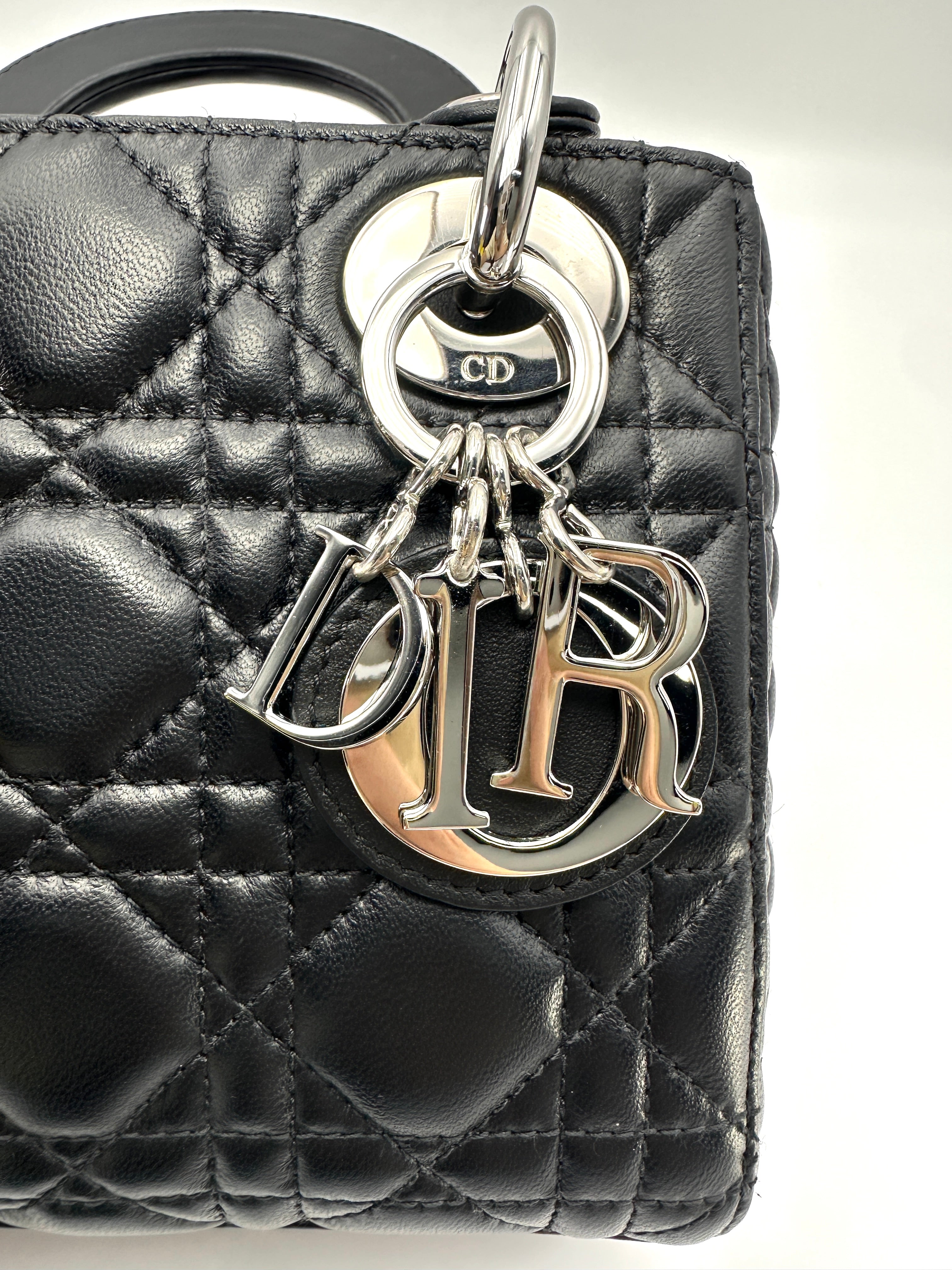 Christian Dior Lady Dior Black Cannage Lambskin Handle Bag CC2333