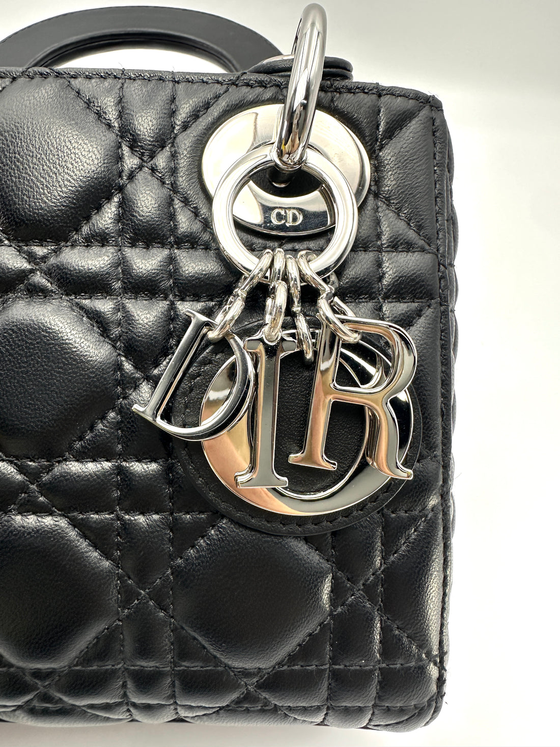 Christian Dior Lady Dior Black Cannage Lambskin Handle Bag CC2333