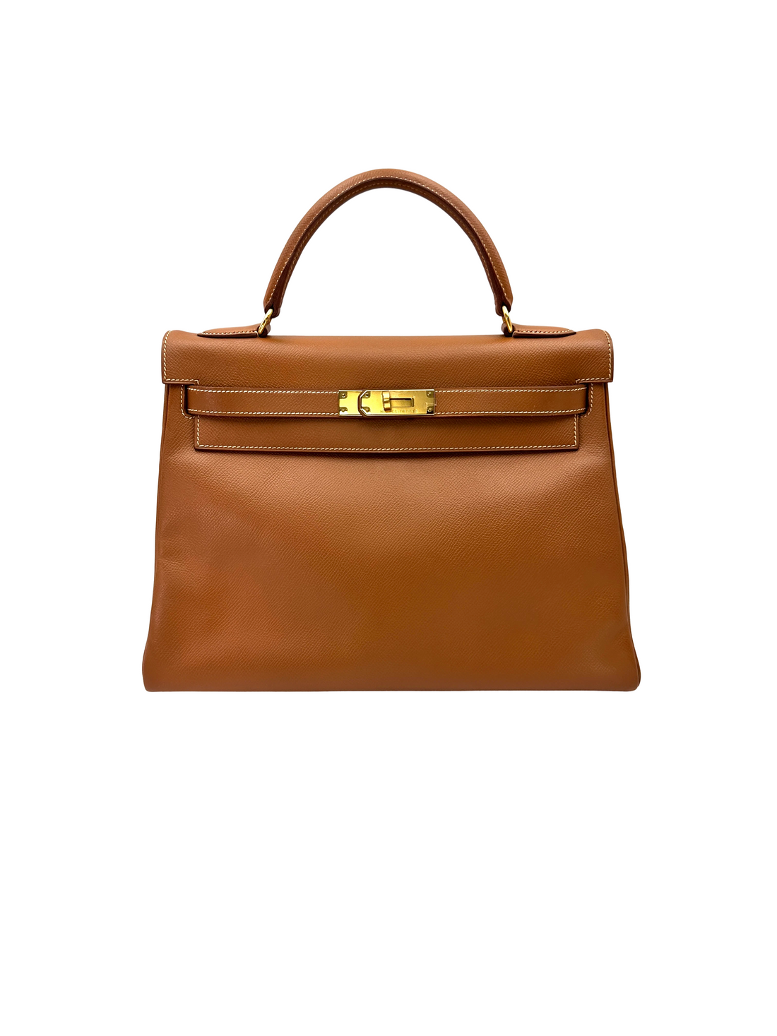 Hermes Kelly Brown Leather Handle Bag With Gold Hardware HR136SA