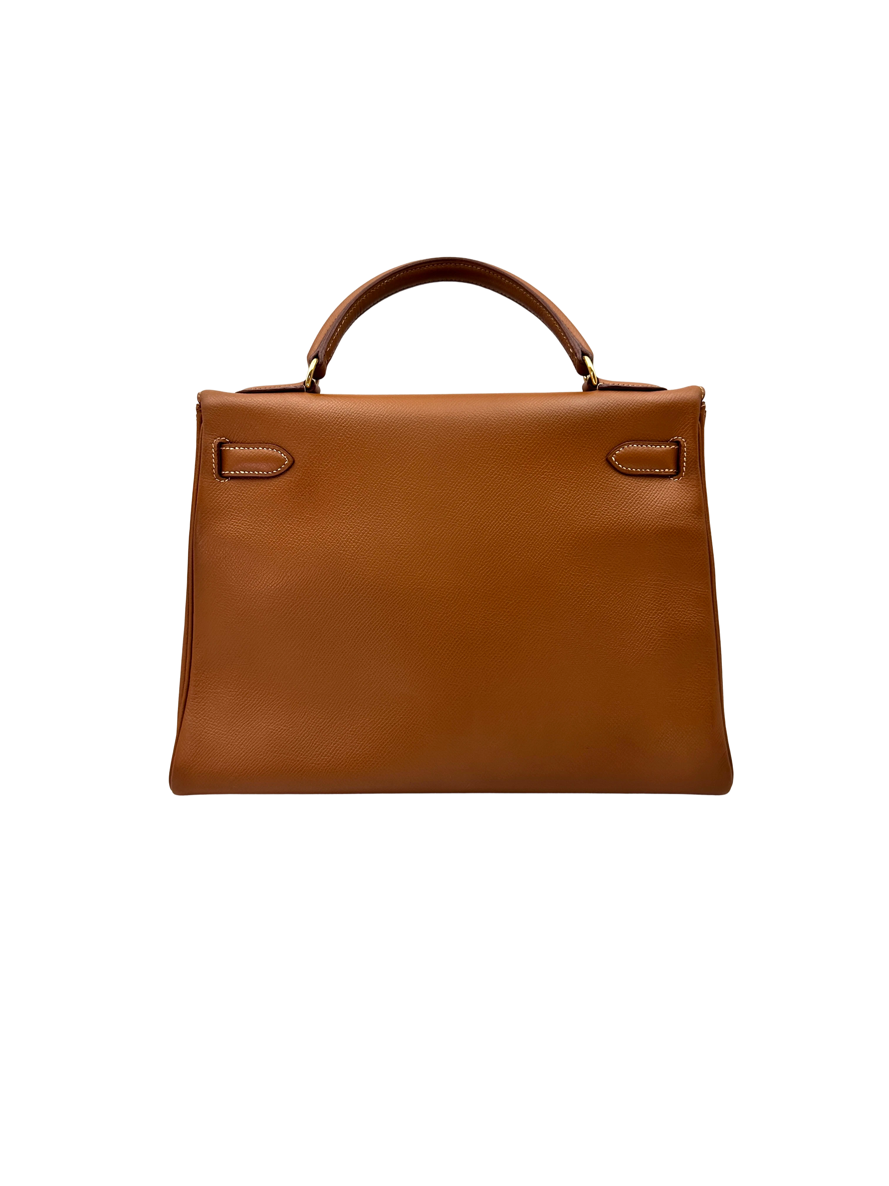 Hermes Kelly Brown Leather Handle Bag With Gold Hardware HR136SA