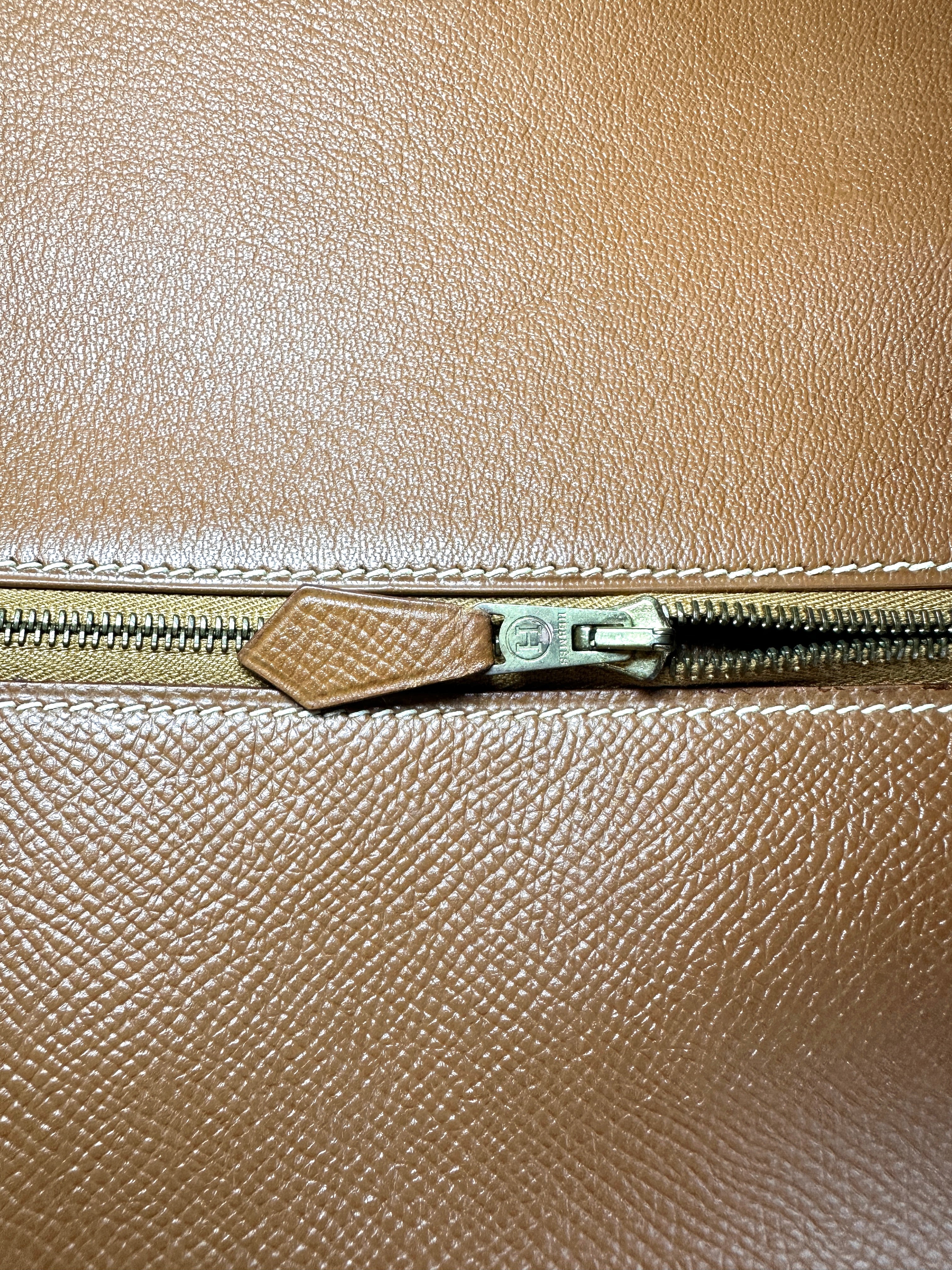Hermes Kelly Brown Leather Handle Bag With Gold Hardware HR136SA