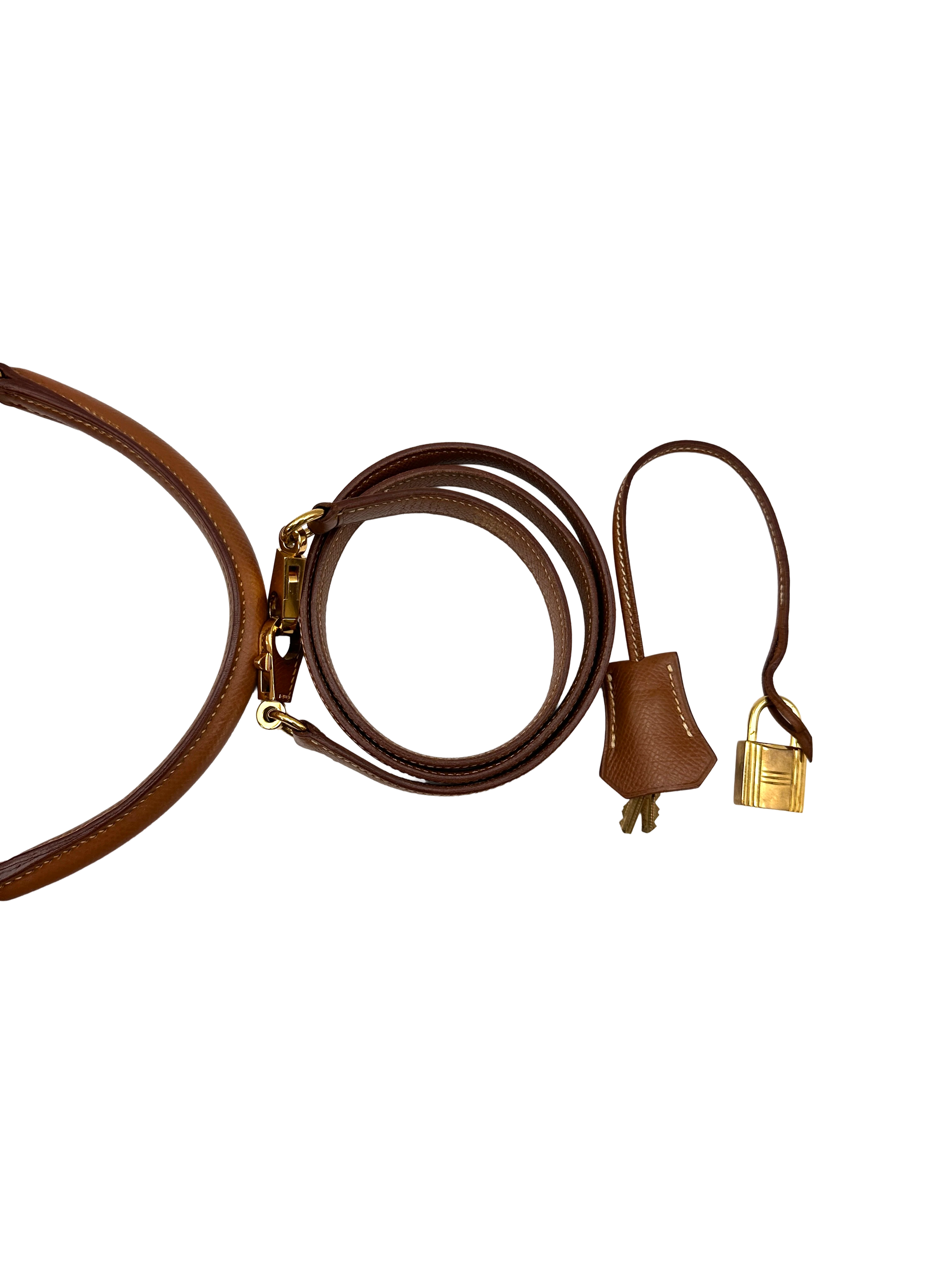 Hermes Kelly Brown Leather Handle Bag With Gold Hardware HR136SA