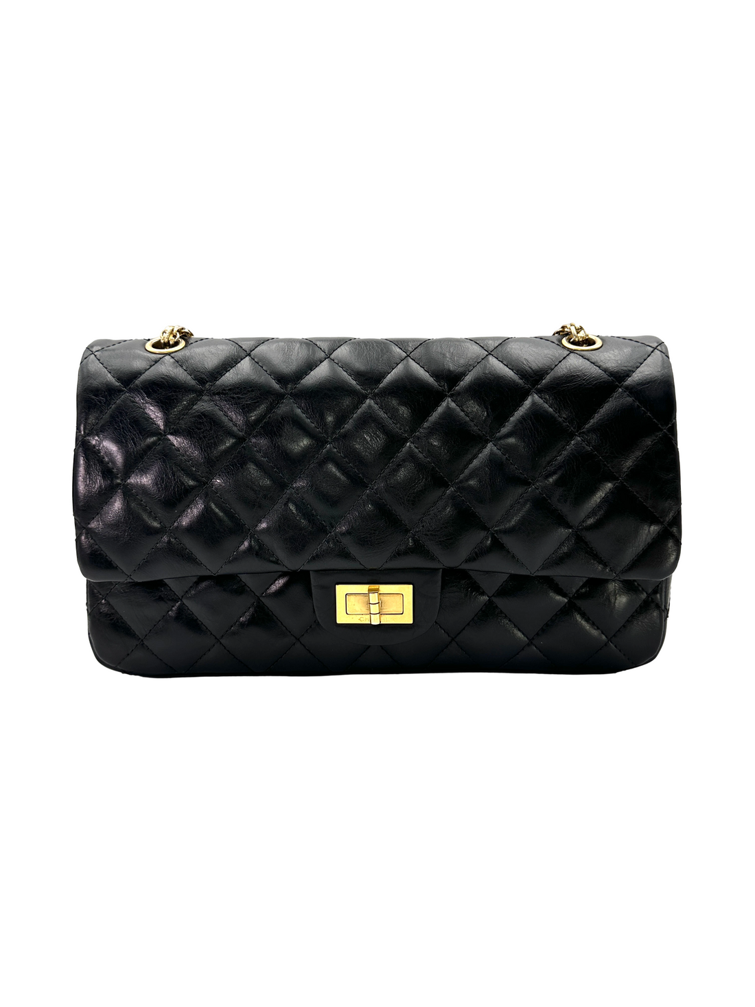Chanel 2.55 Reissue Black Quilted Lambskin Wallet On Chain(14***64) DR837
