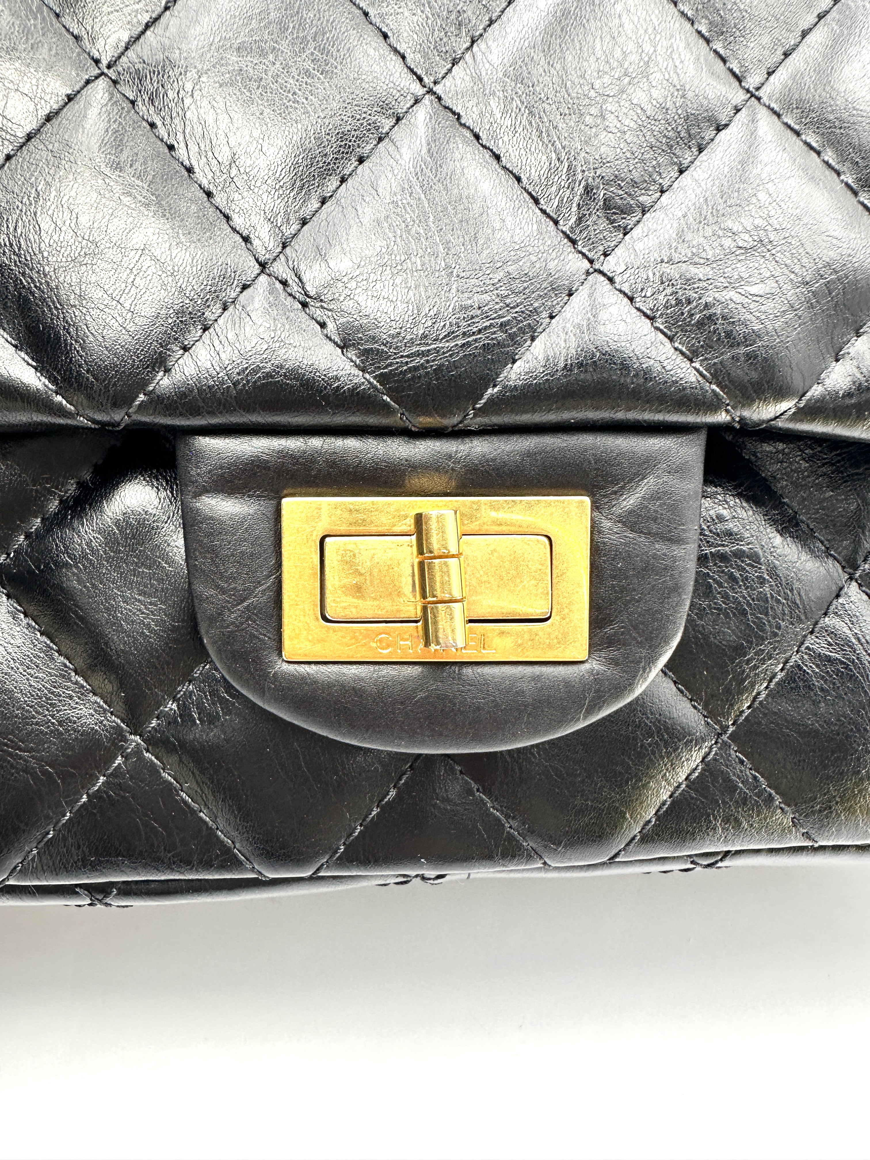 Chanel 2.55 Reissue Black Quilted Lambskin Wallet On Chain(14***64) DR837
