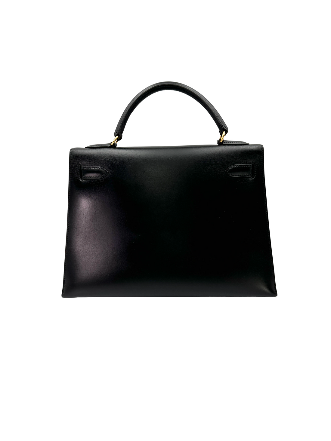 Hermes Kelly32 Black Leather Handle Bag With Gold Hardware HR135