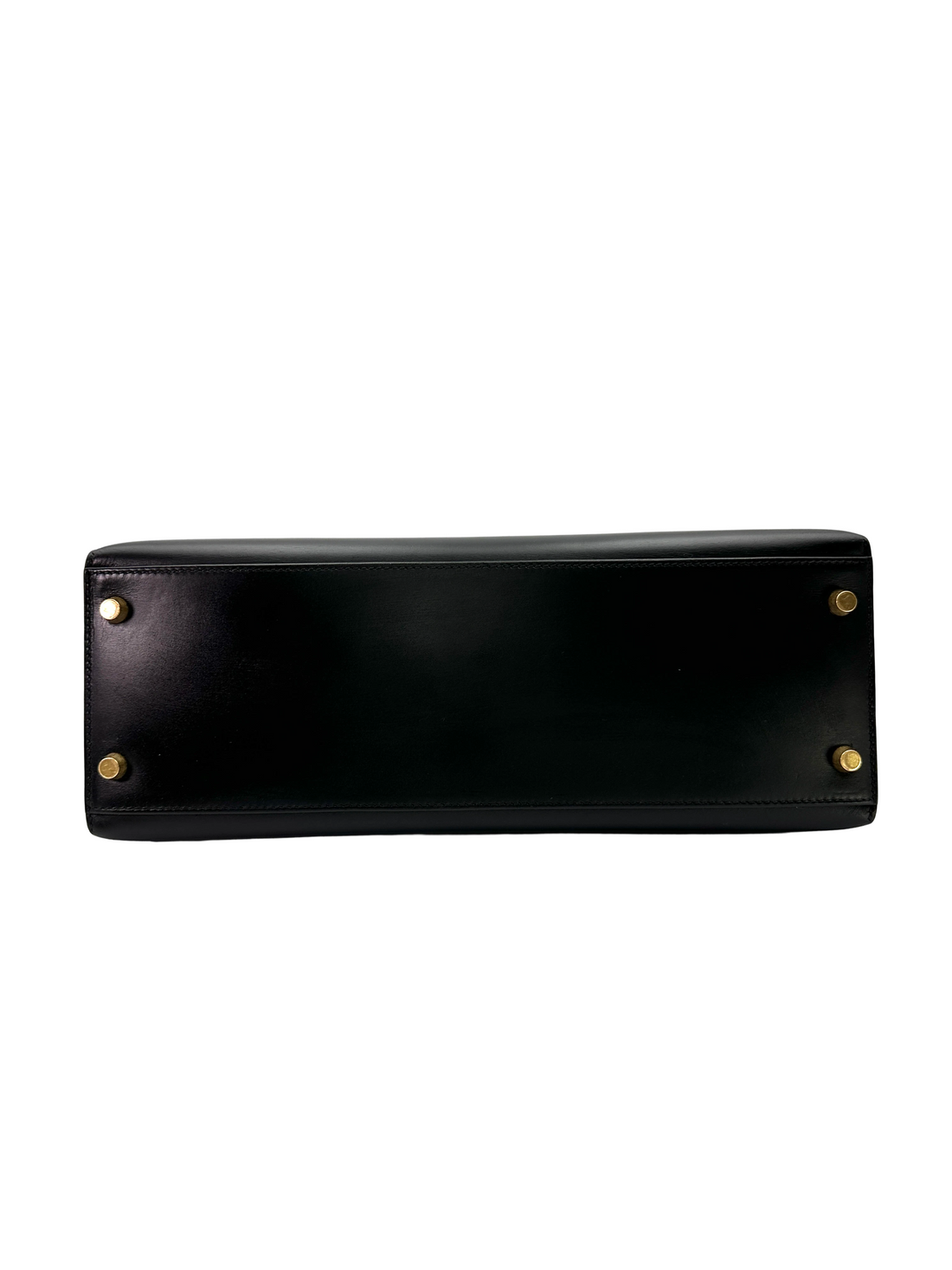Hermes Kelly32 Black Leather Handle Bag With Gold Hardware HR135