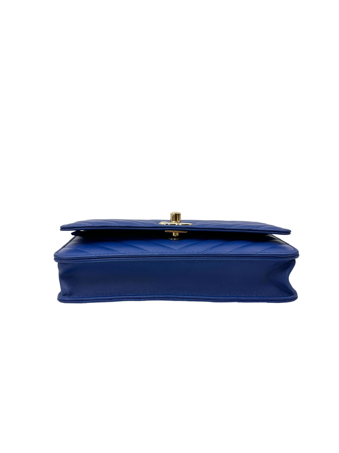 Chanel Trendy CC Blue Chevron Quilted Lambskin Wallet On Chain(26***19) CC2337