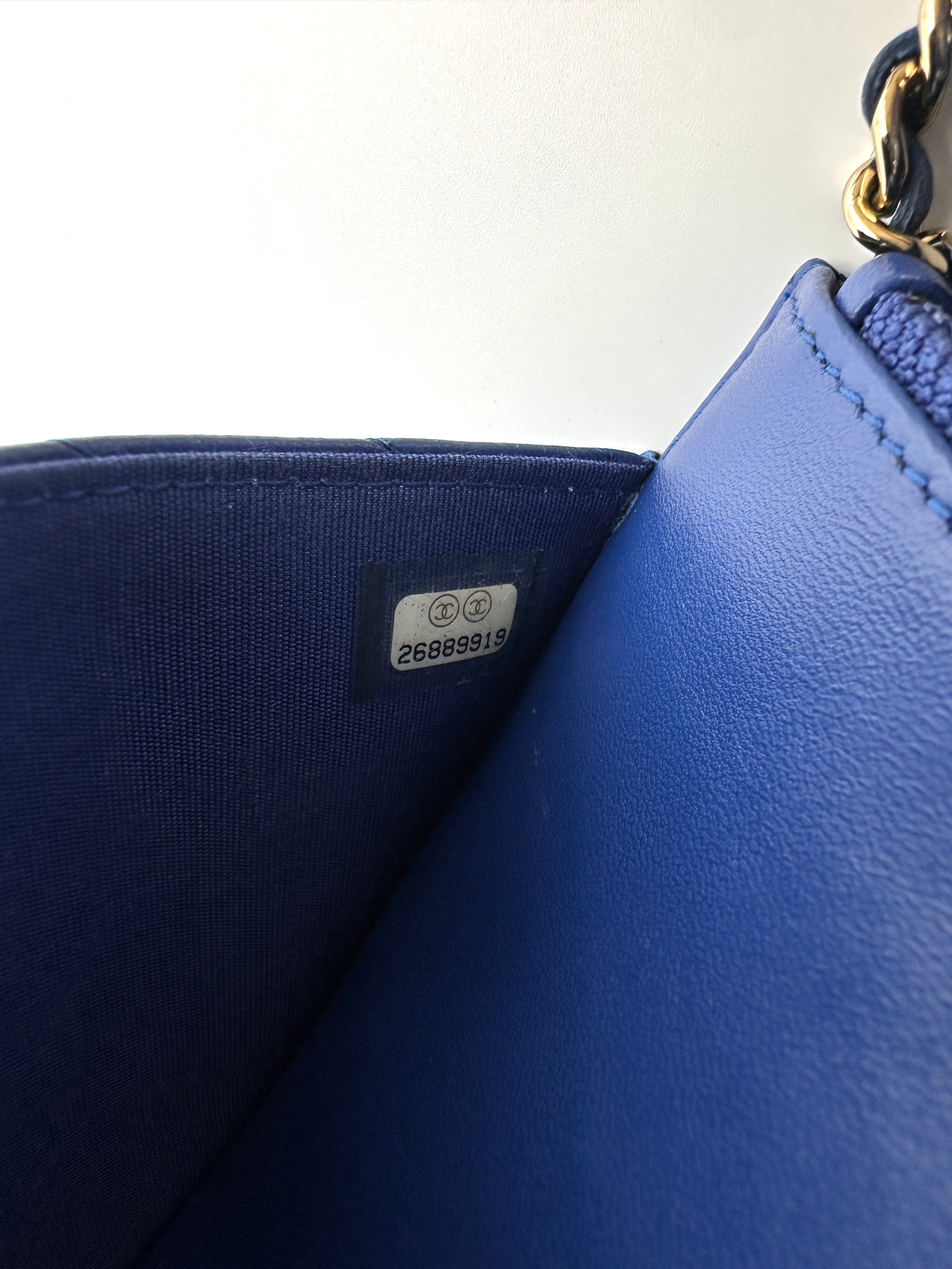 Chanel Trendy CC Blue Chevron Quilted Lambskin Wallet On Chain(26***19) CC2337