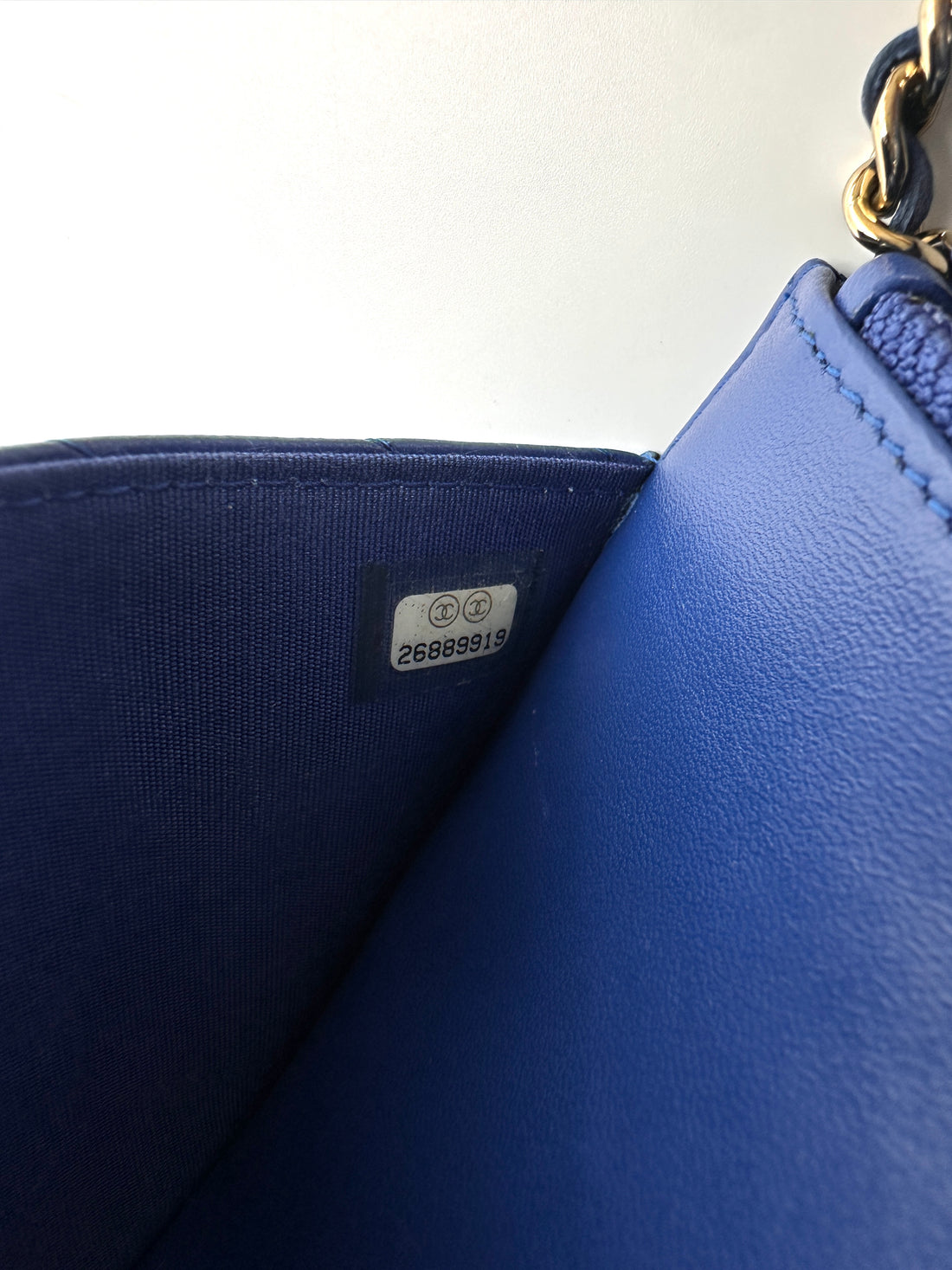 Chanel Trendy CC Blue Chevron Quilted Lambskin Wallet On Chain(26***19) CC2337