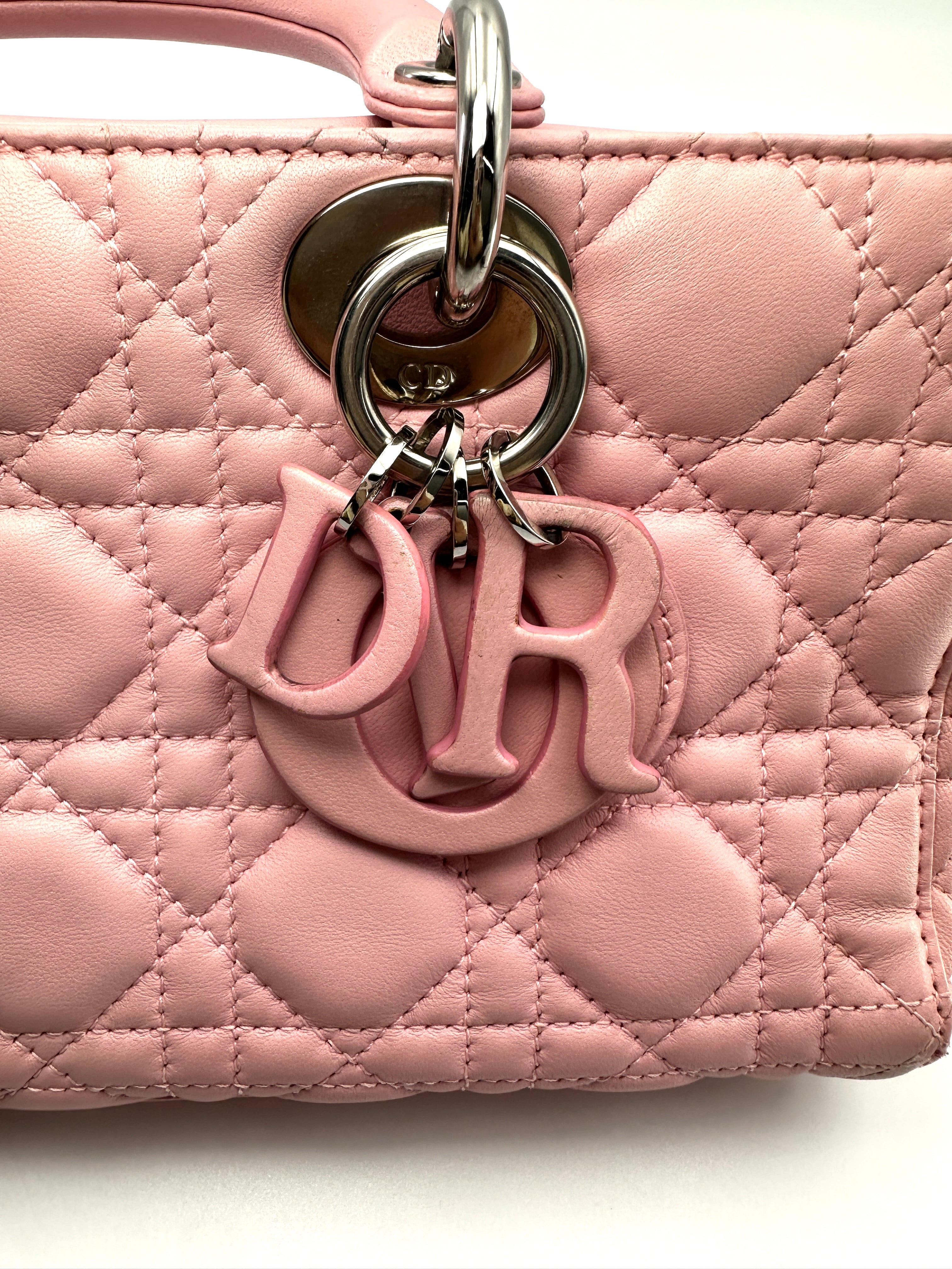 Christian Dior D-joy Pink Cannage Lambskin Handle Bag DR840