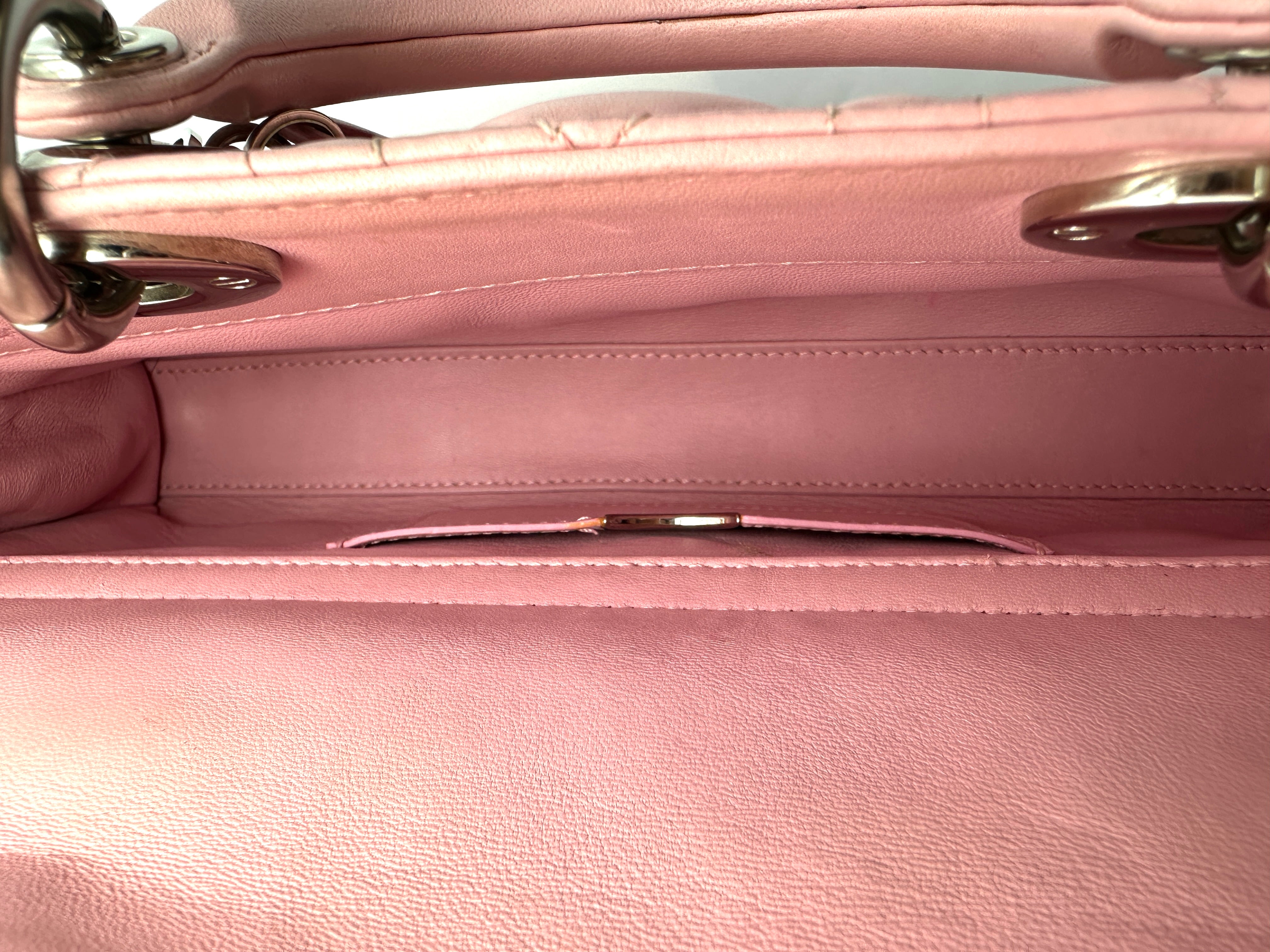 Christian Dior D-joy Pink Cannage Lambskin Handle Bag DR840