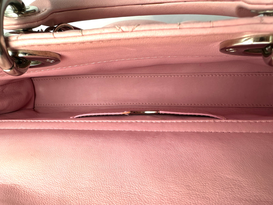Christian Dior D-joy Pink Cannage Lambskin Handle Bag DR840