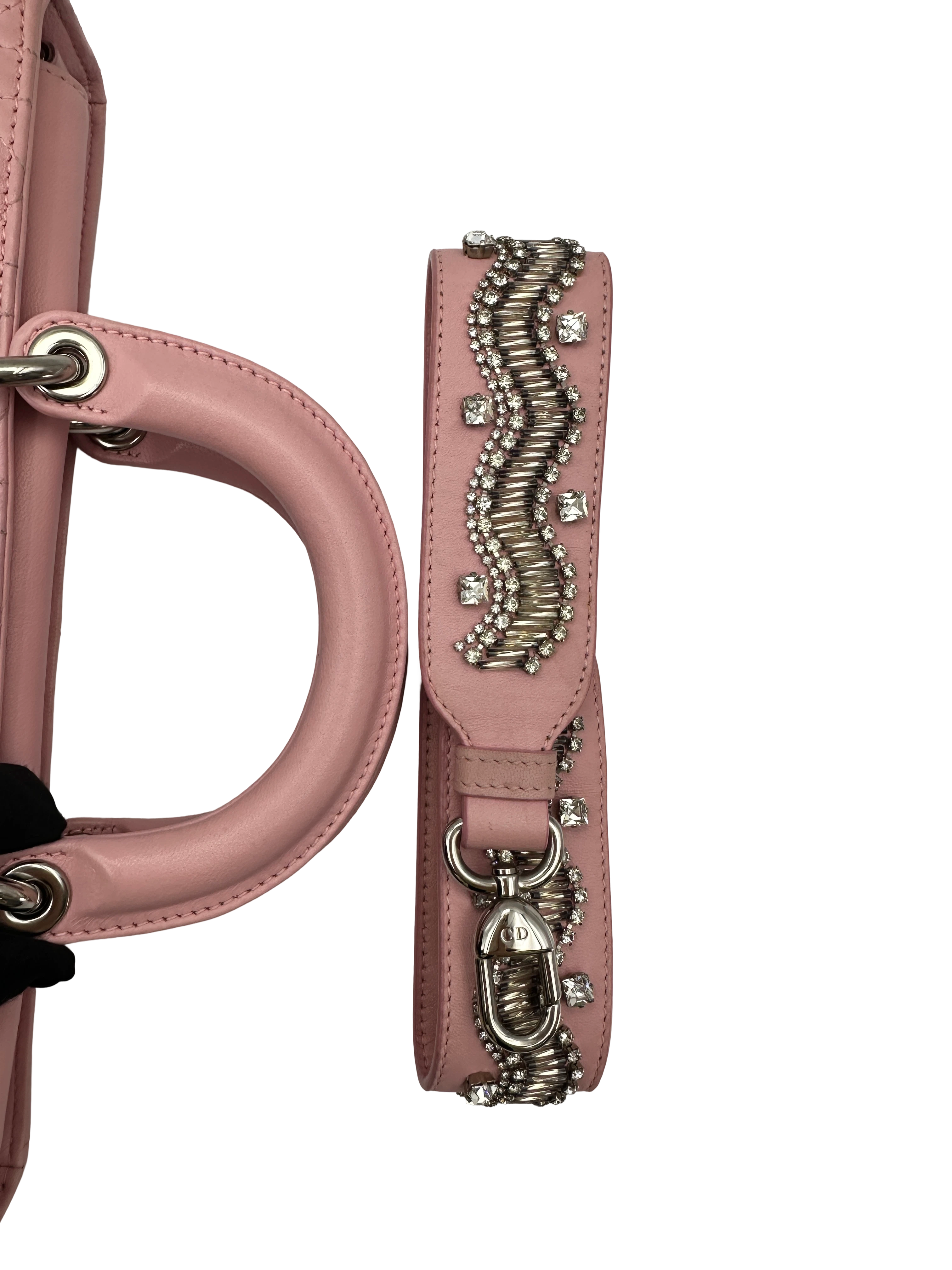 Christian Dior D-joy Pink Cannage Lambskin Handle Bag DR840