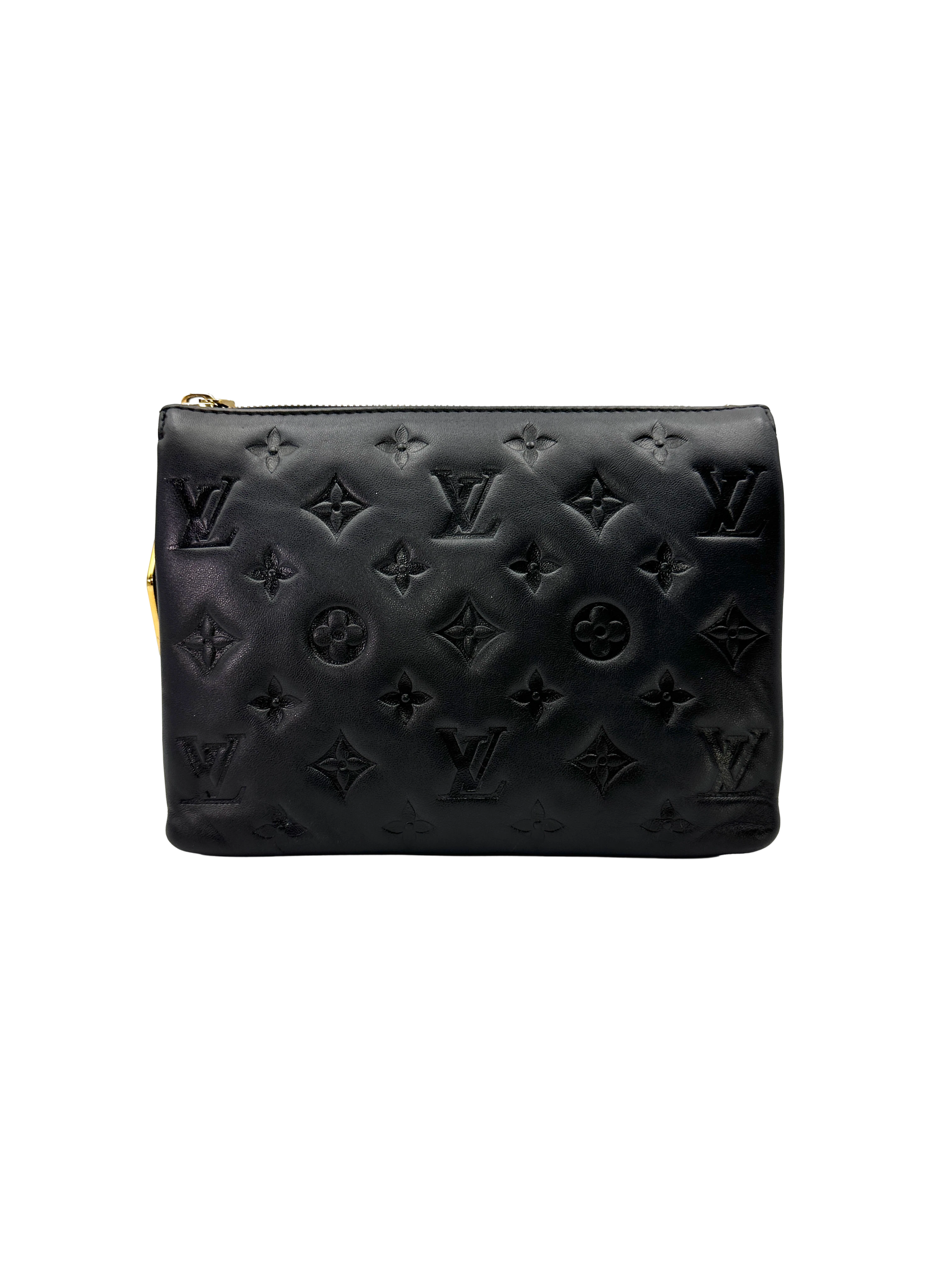Louis Vuitton Coussin PM Black Monogram Embossed Leather Shoulder Bag LV3157