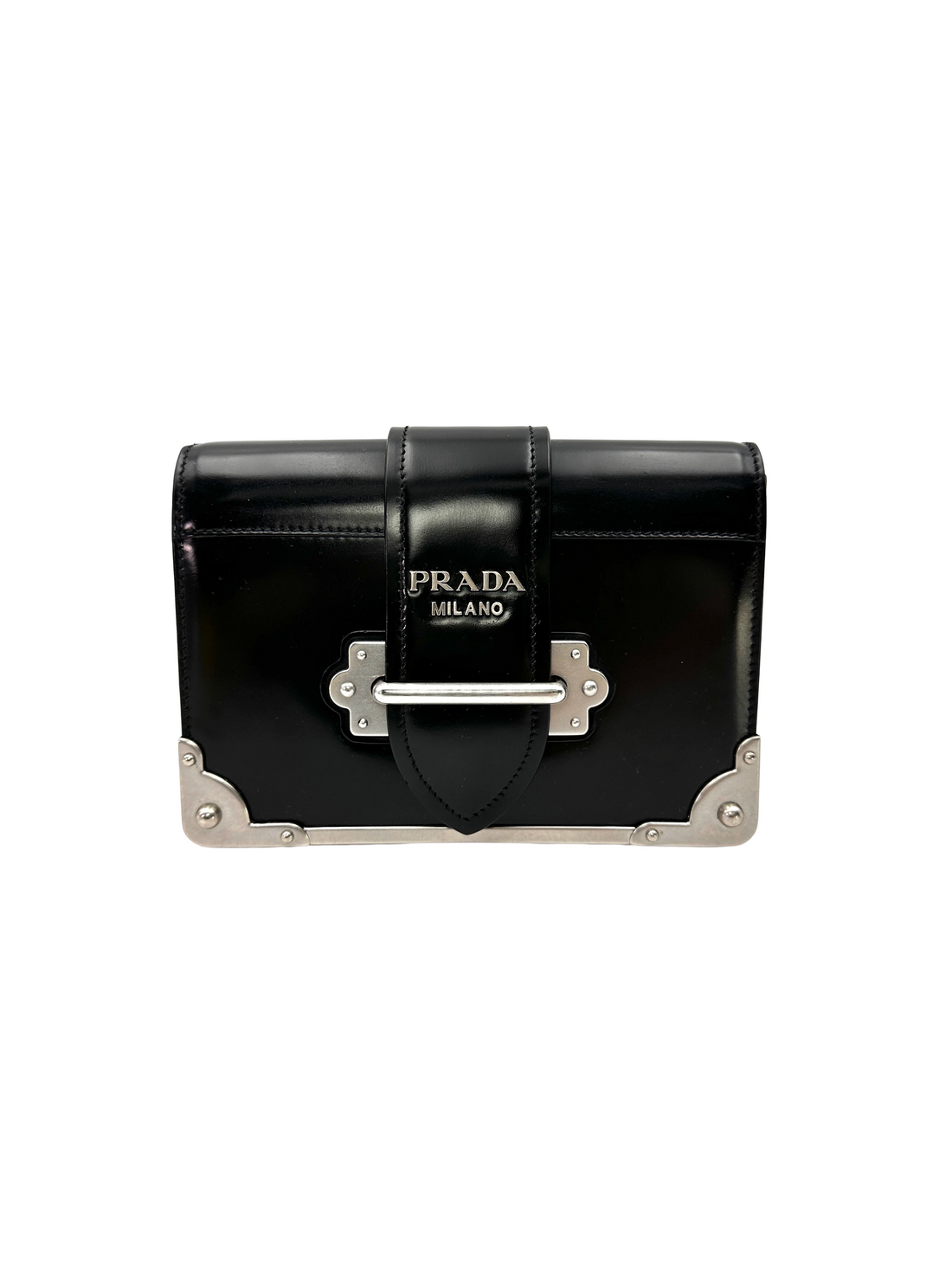 Prada Cahier Black Leather Shoulder Bag PR521
