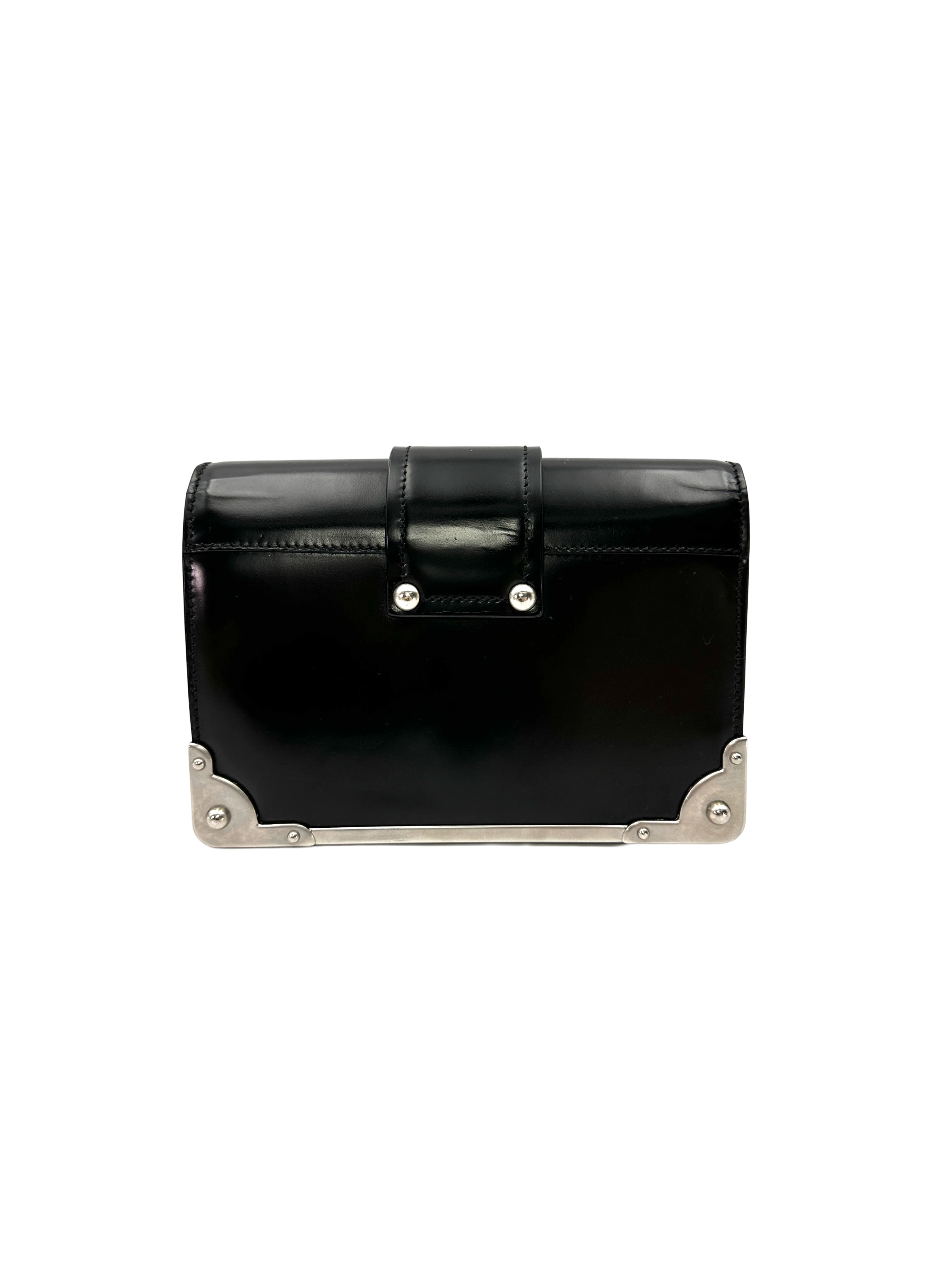 Prada Cahier Black Leather Shoulder Bag PR521