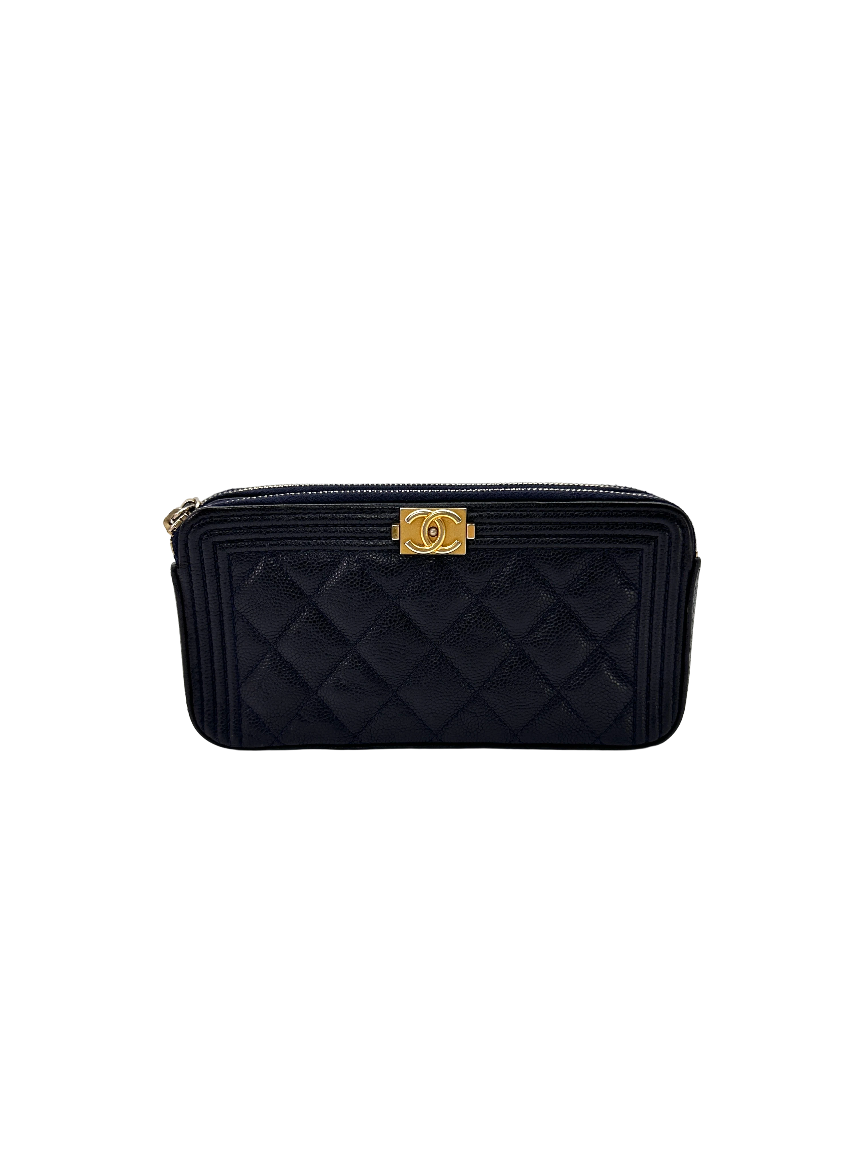 Chanel LeBoy Navy Quilted Leather Wallet(25***14) CC2341