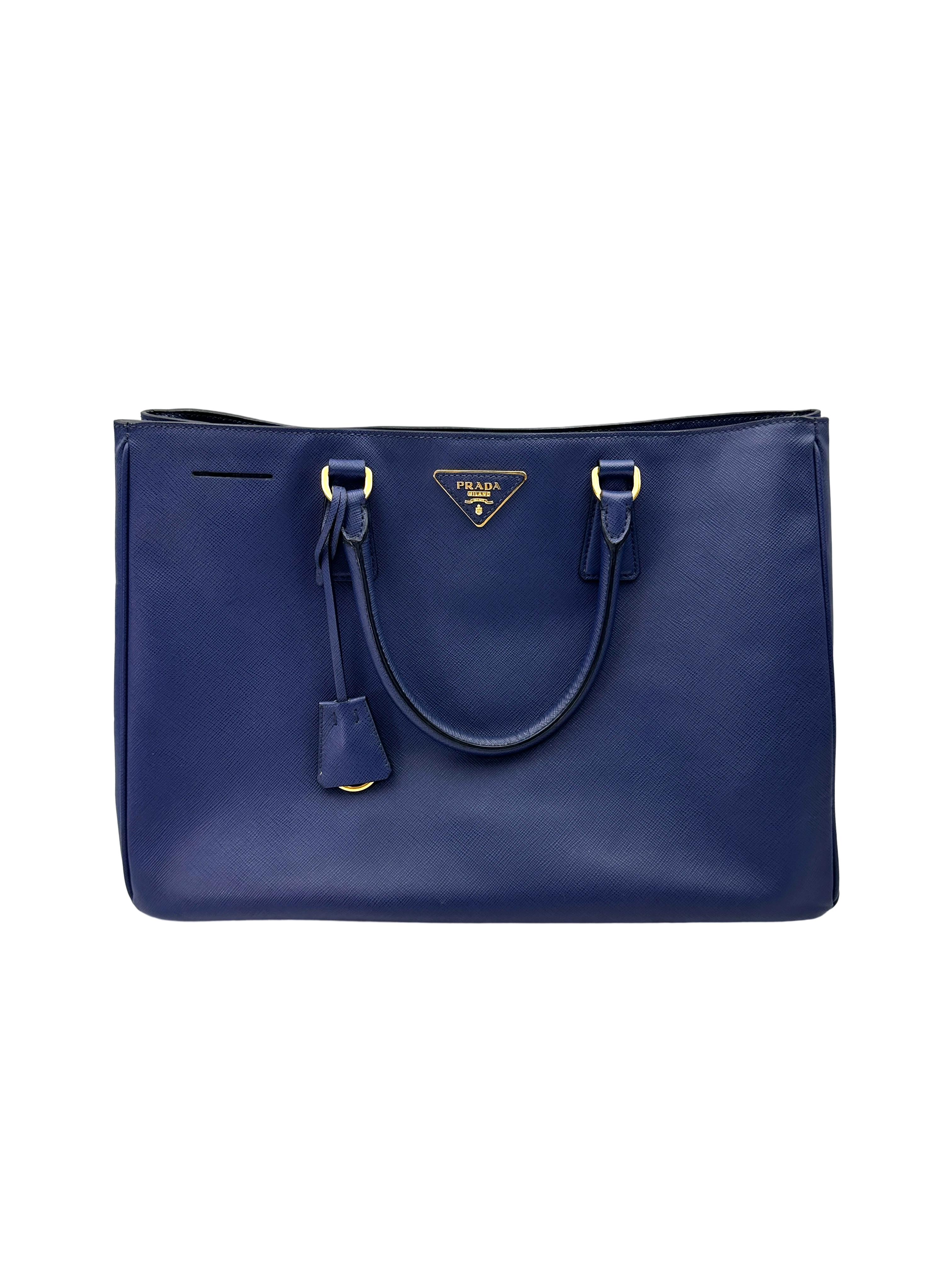 Prada Galleria Navy Saffiano Leather Handle Bag PR522
