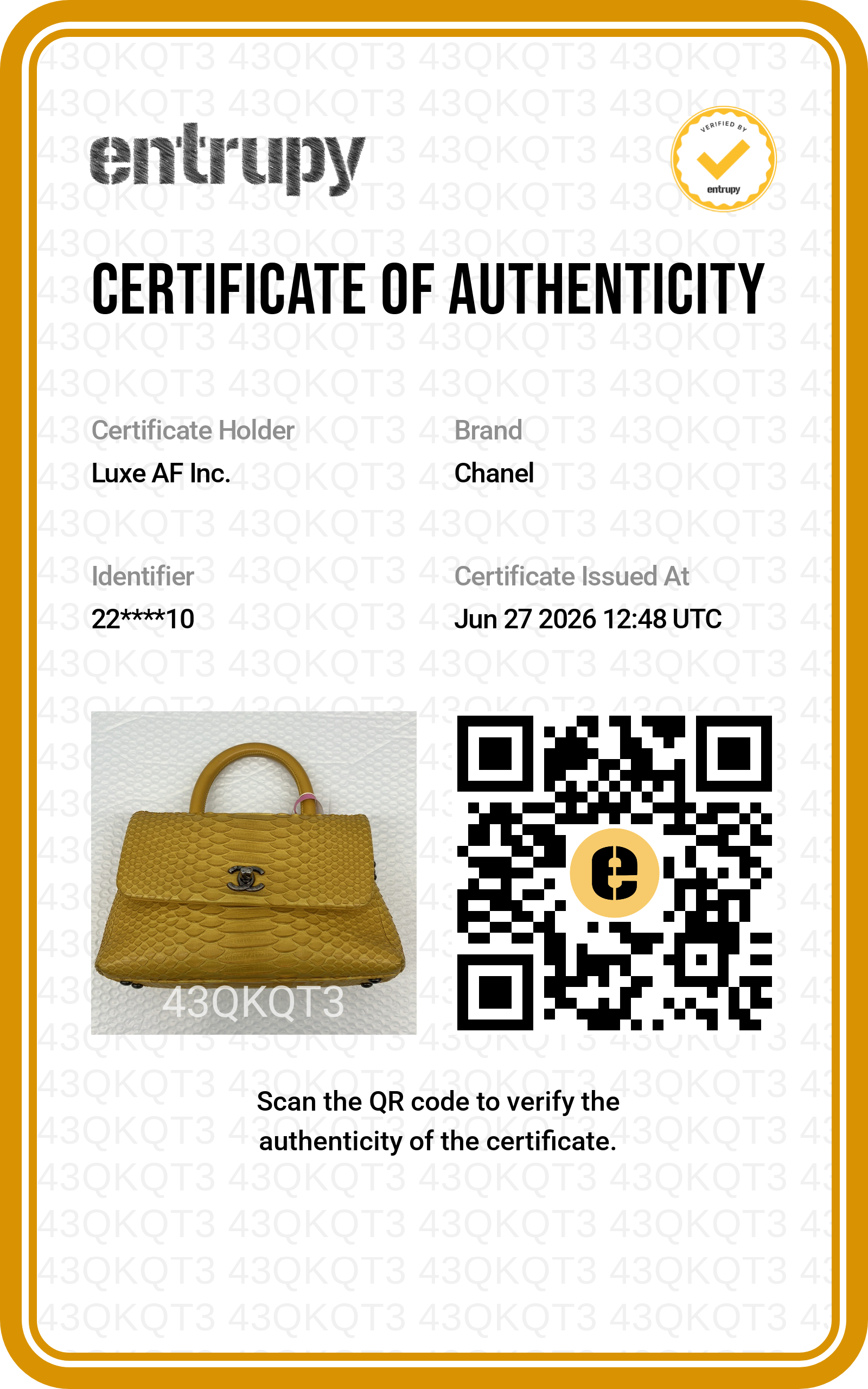 Chanel CoCo Handle Yellow Python Leather Shoulder Bag(22***10) CC2371