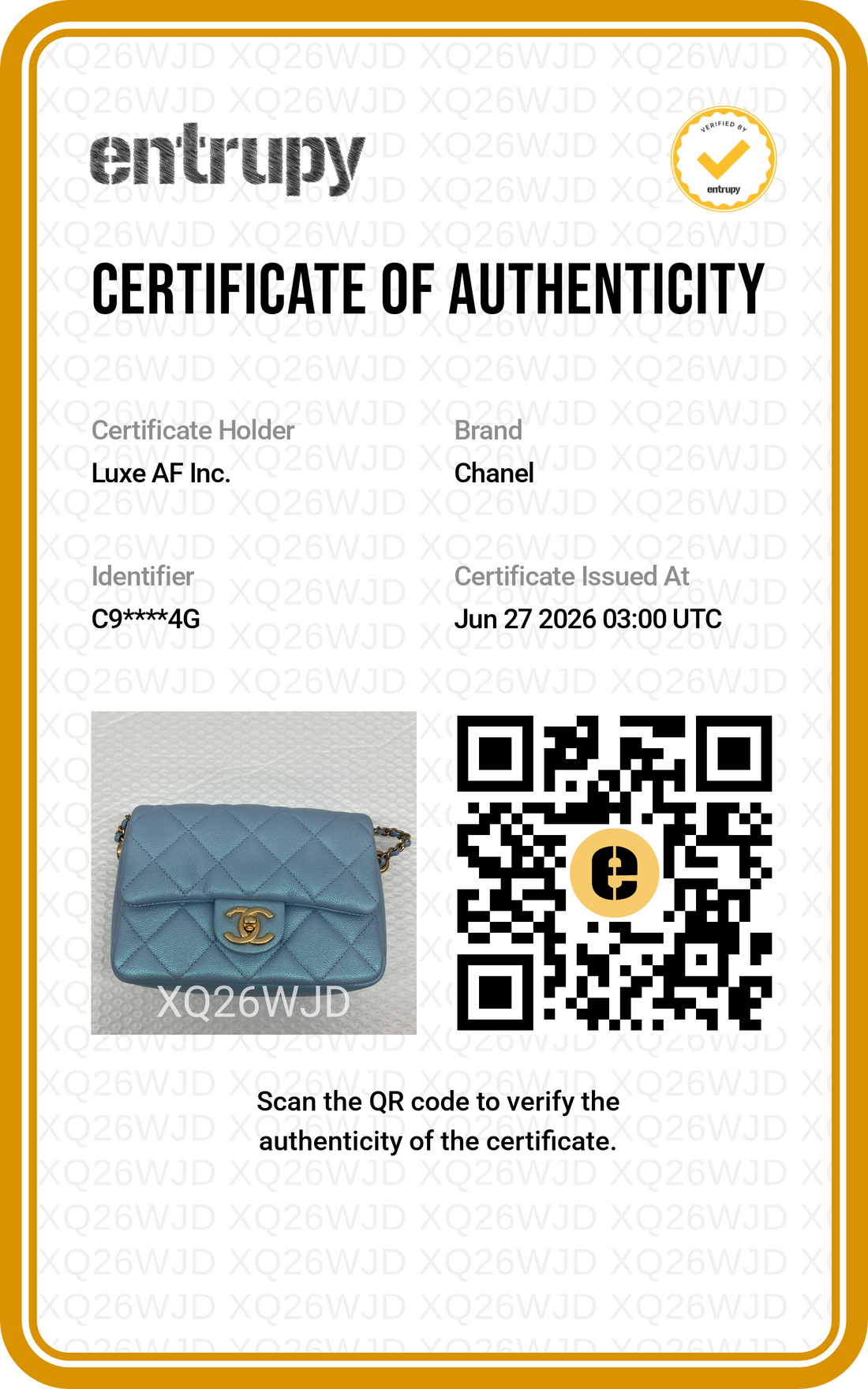 Chanel Classic Flap Iridescent Blue Quilted Leather Mini Flap Bag(C9***4G) CC2325